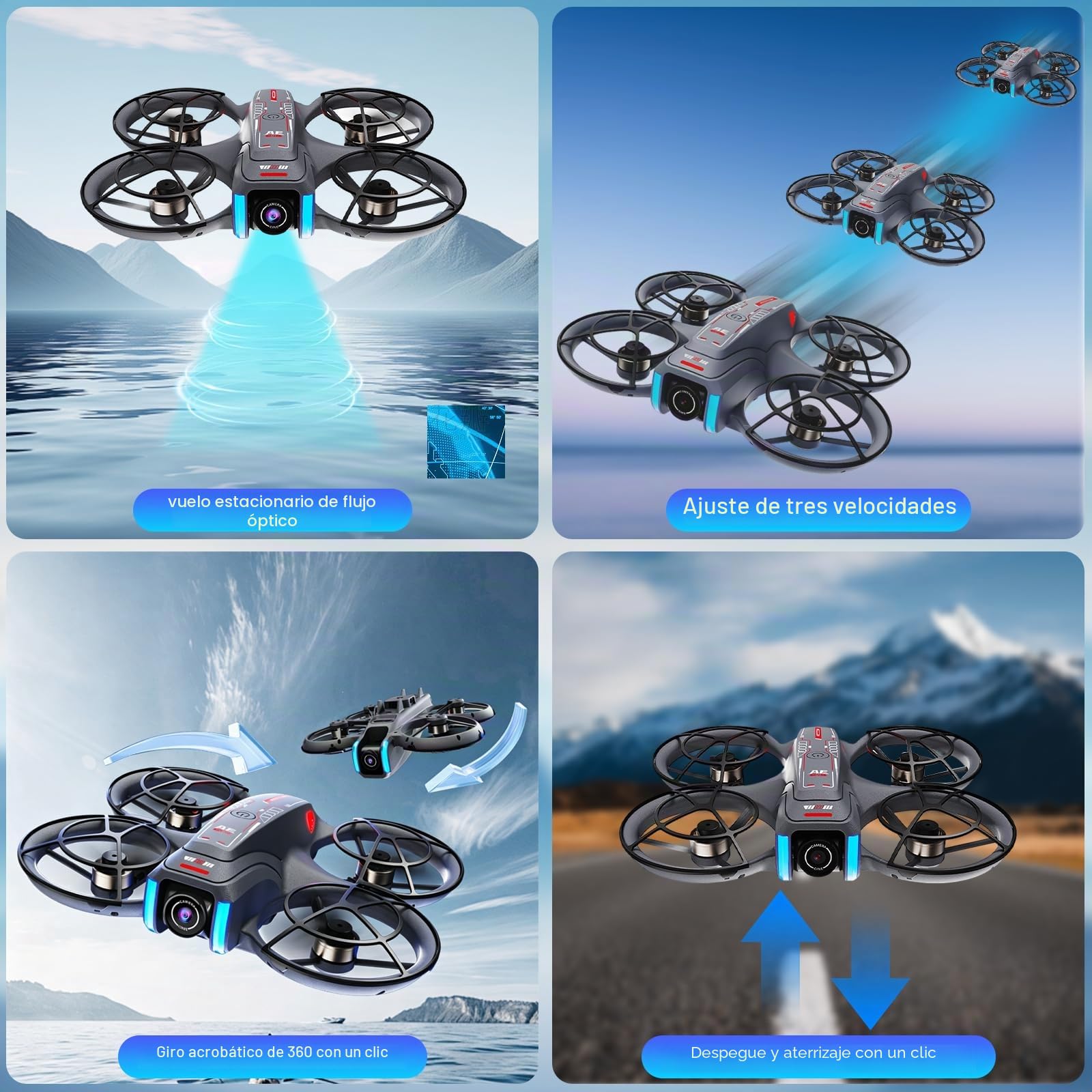 OBEST Dron con Cámara, RC Drones de Pantalla de 4.5", Juguetes Voladores con Evasión De Obstáculos, Motor Brushless, Regreso Automático, Tarjeta TF, 2 Baterías, para Adultos y Principiantes