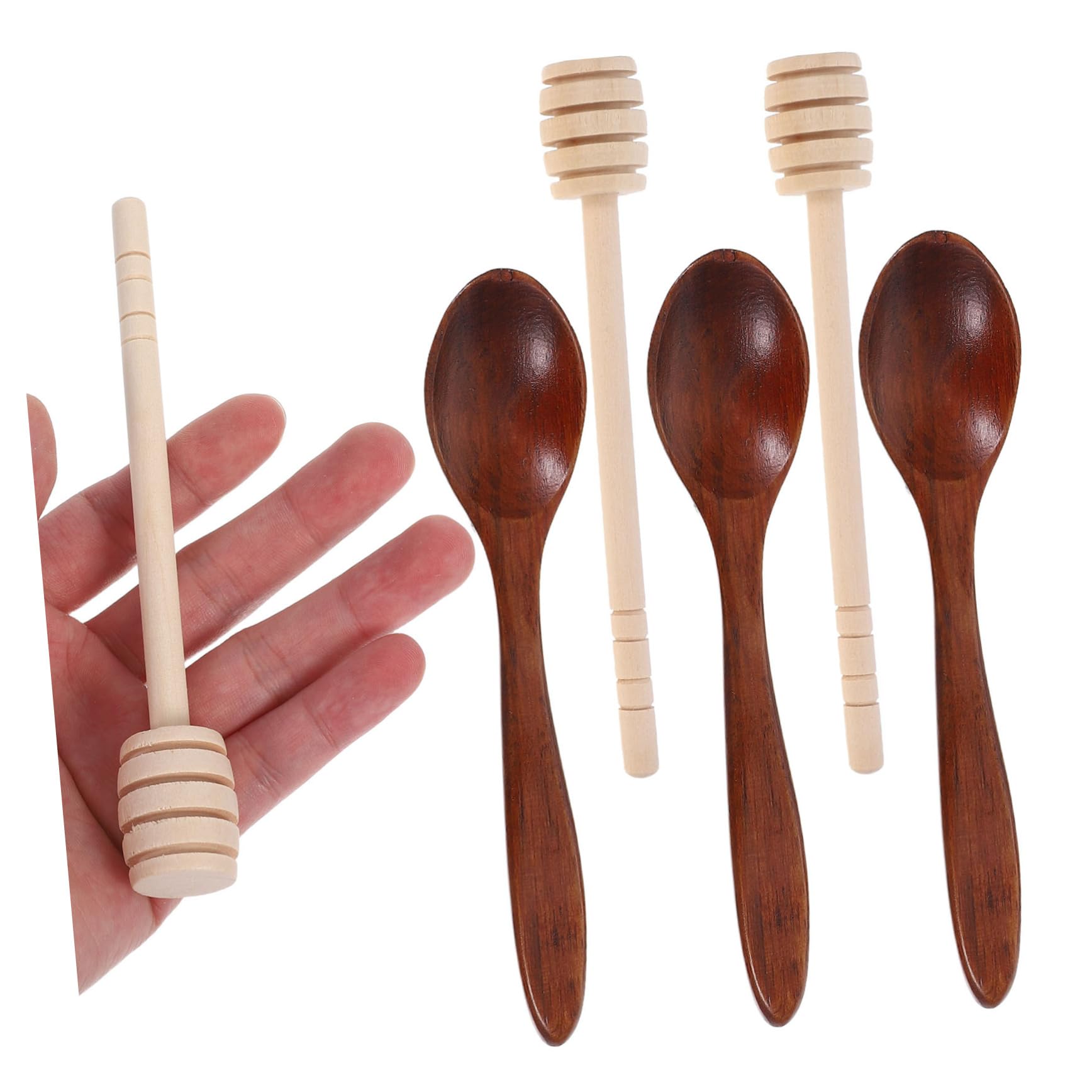 Alipis 6pcs Wooden Honey Dipper Stirring Spoon Versatile Kitchen Utensils for Mixing Tea Sugar and Honey Portable and Convenient Dippers and Spoons for Home Travel