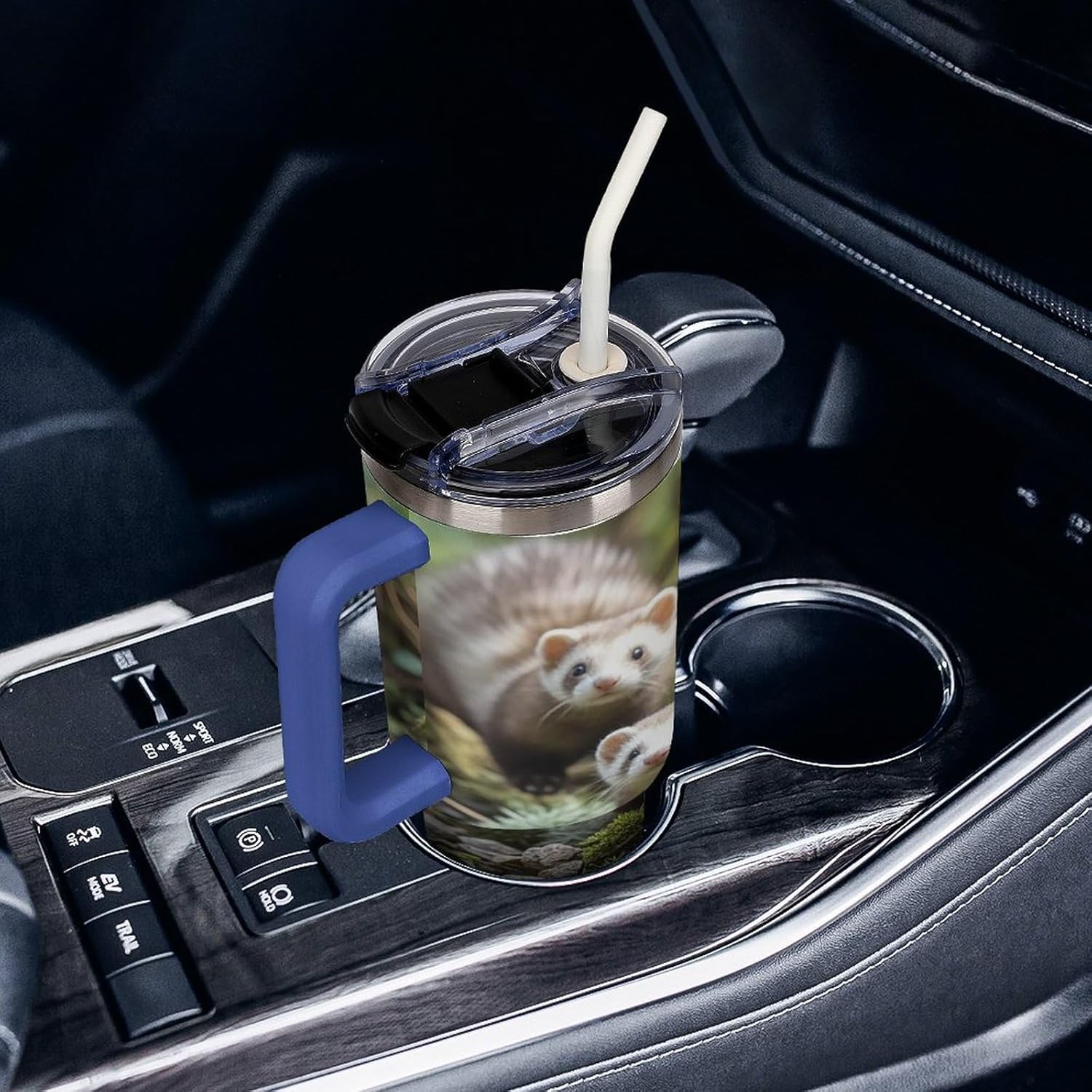 Ferrets Tumbler 40 Oz with Handle&Lid Large Car Cup Stainless Steel Vacuum Travel Mug Insulated Water Bottle Leak-proof Portable Coffee Cup for Home Car Outdoor