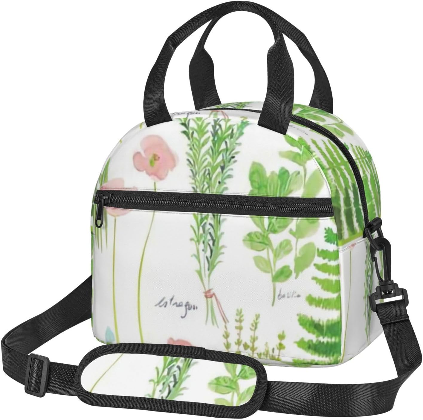 Springtime Herb Garden Print Reusable Lunch Bag Insulated Lunch Boxes for Office Work Picnic Tote Bag Adjustable