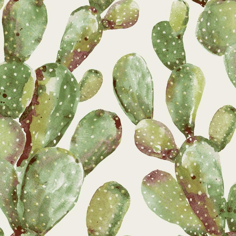 RoomMates RMK11352WP Green Prickly Pear Cactus Peel and Stick Wallpaper