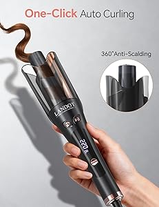 LANDOT Automatic Rotating Curling Iron 1-Inch - Versatile Styling for Salon Waves, Curls & Spirals | 8 Temp Settings & Anti-Scald Design for All Hair Types | Perfect for Daily Use & Beginners