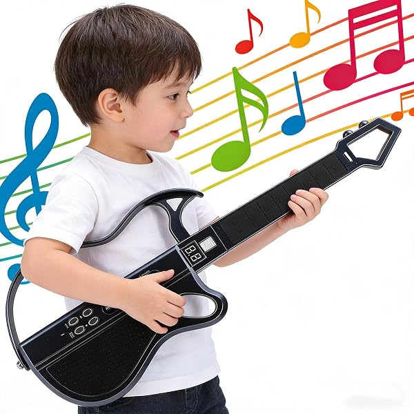 MAVIS LAVEN Kids Stringless Smart Guitar, Electric Musical Instrument with LED Lights and Rechargeable Battery, for Boys Girls Age 3 and Up (Black) - 3