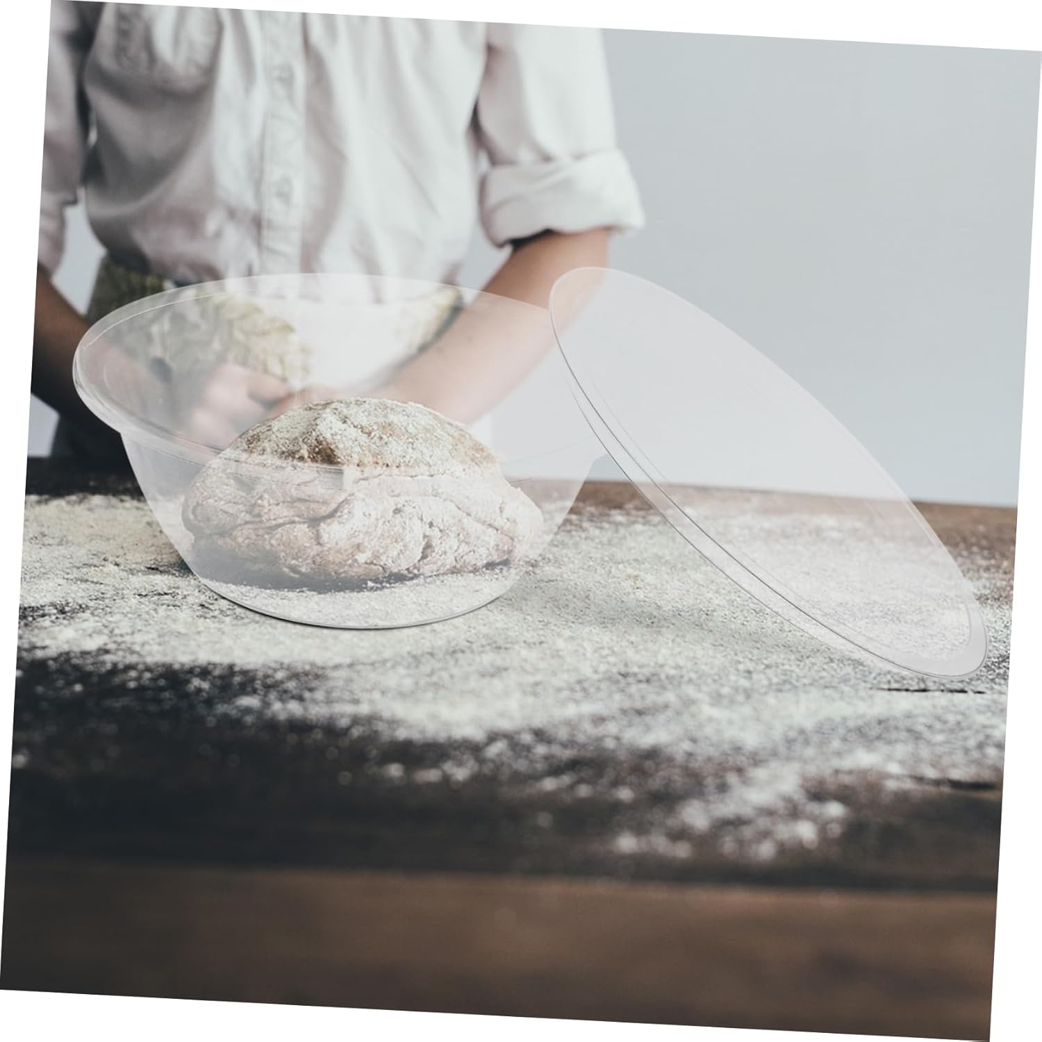 ABOOFAN Large Plastic Mixing Bowl with Lid Deep Transparent Wash Basin for Meal Prep Salad and Dough Kneading Versatile Kitchen Essential for Family Use