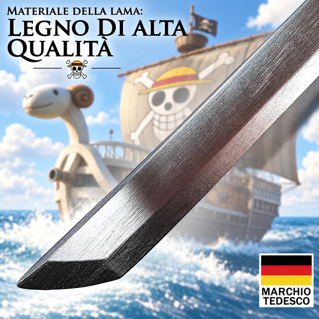 One Piece Trafalgar Law Katana Legno Cosplay Spada Con Fodero E Stand 102cm