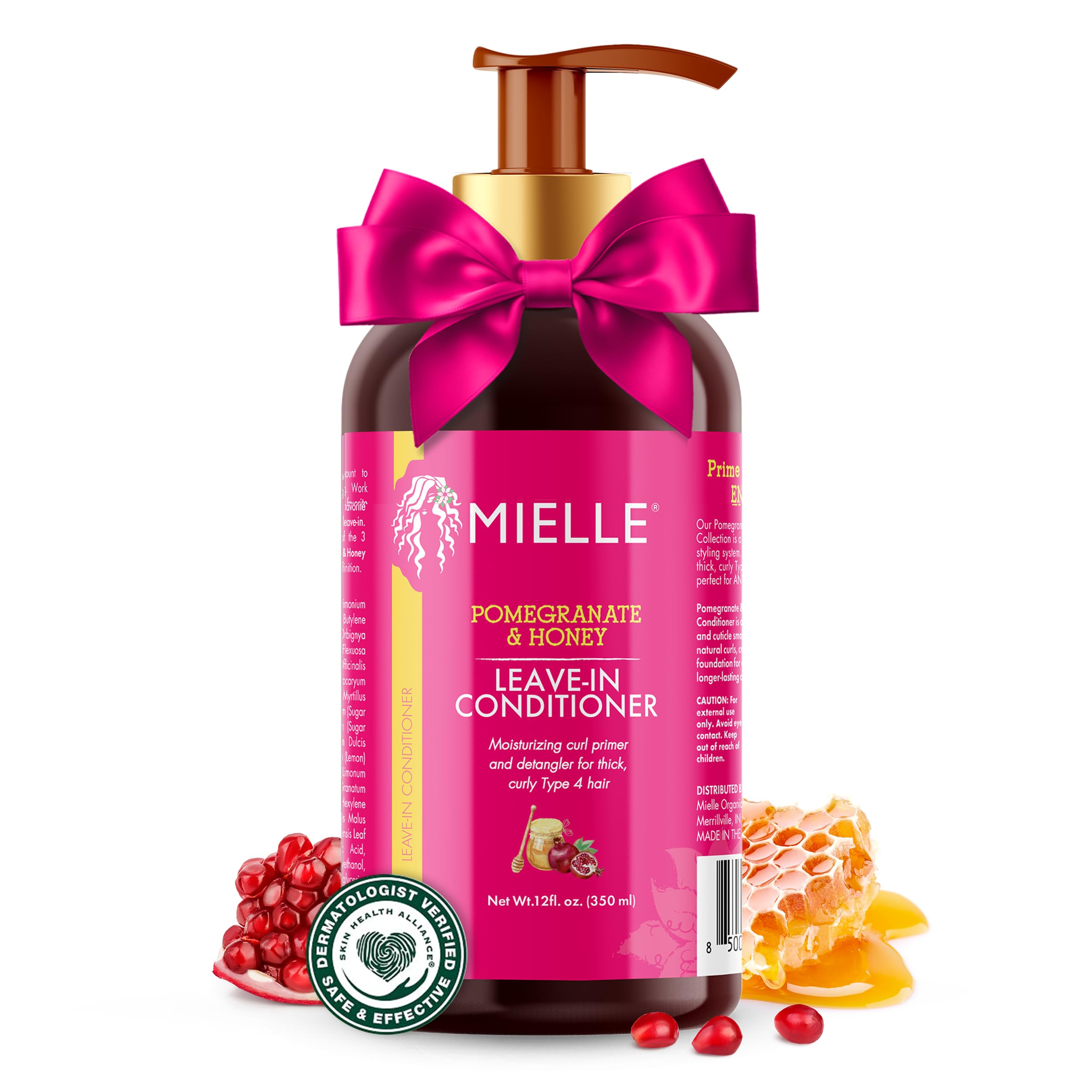 Mielle Organics Pomegranate & Honey Leave In Conditioner for Curly Hair - Moisturizing Detangler & Curly Hair Treatment to Help Repair Damage, Prevent Frizz & Improve Shine (12 Fl Oz)