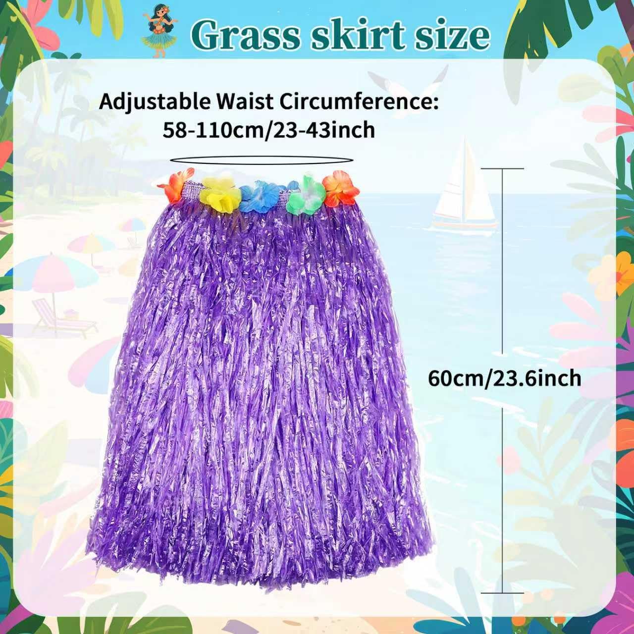 84 Pcs Hawaiian Party Supplies Set, Adjustable Grass Hula Skirts, Leis Headbands Wristbands, Hair Clips and Glasses for Tropical Beach Birthday Party Decorations & Bulk Favors for Adults - Image 3
