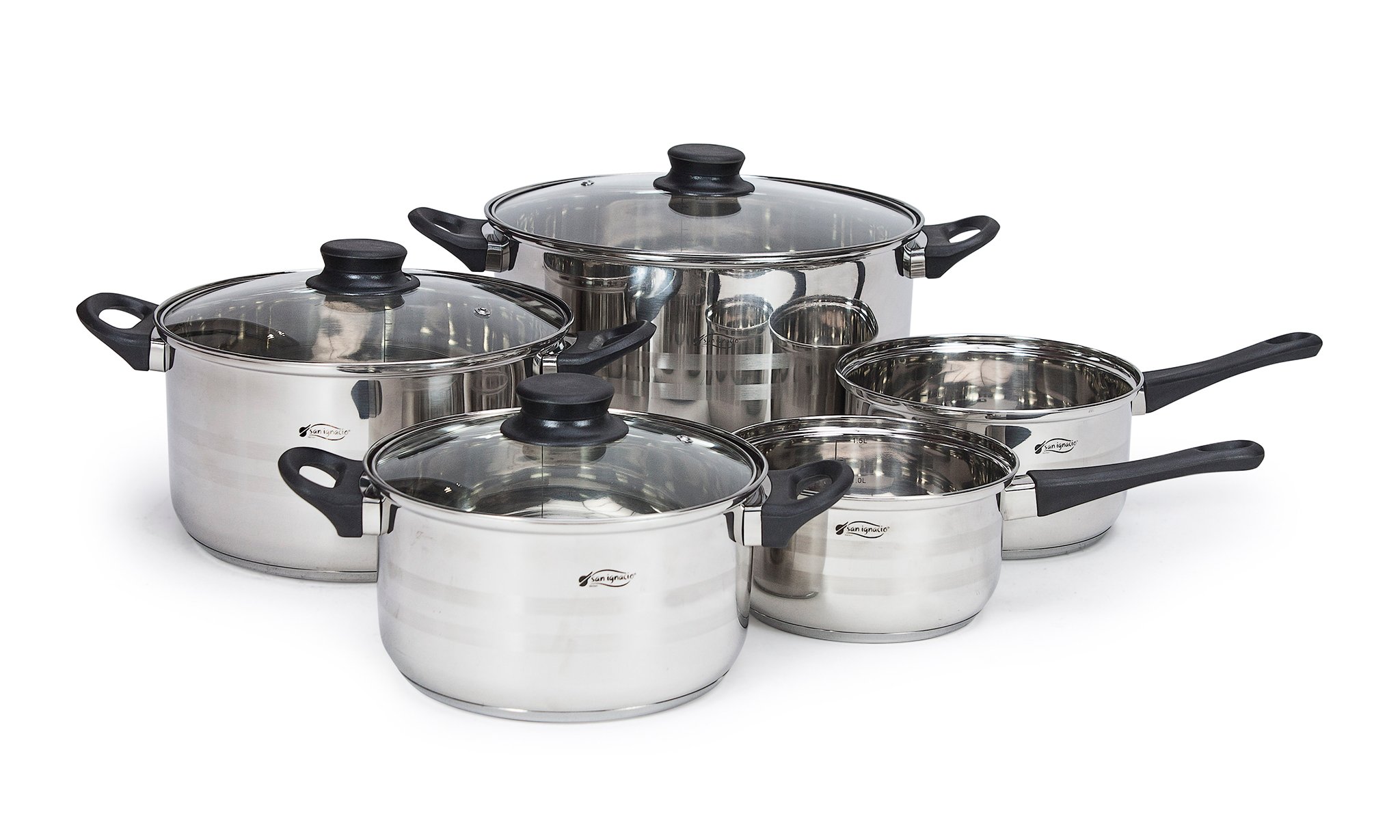 San Ignacio Batteria da cucina 8pz in acciaio inossidabile per induzione con manici termoisolanti