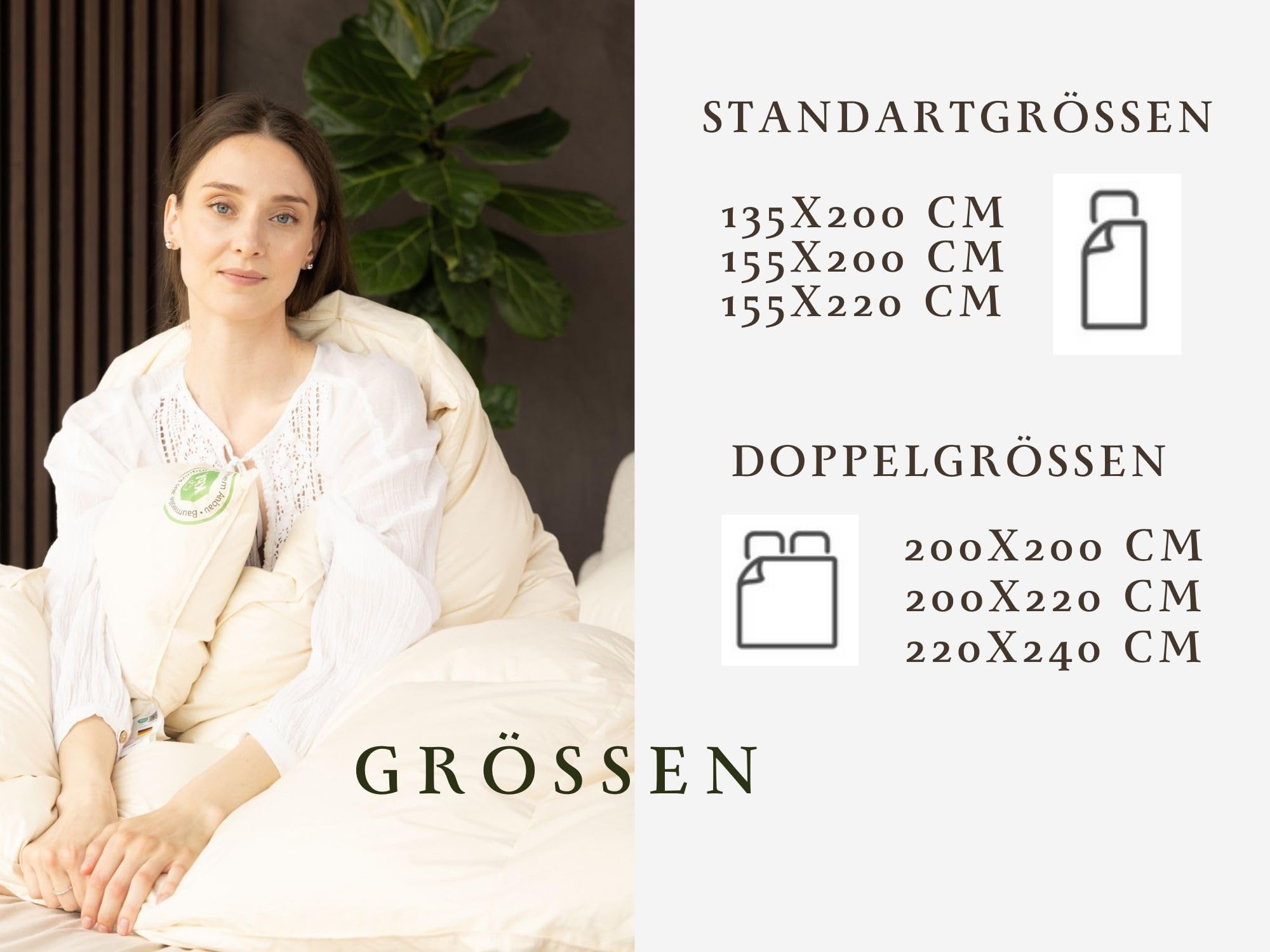 Bio-Luxe-KBA TESTSIEGER W4 MEDIUM GANZJAHRESDECKE Organic 100% GÄNSE Daunendecke Deutsche Qualität Downpass (135 x 200 cm)