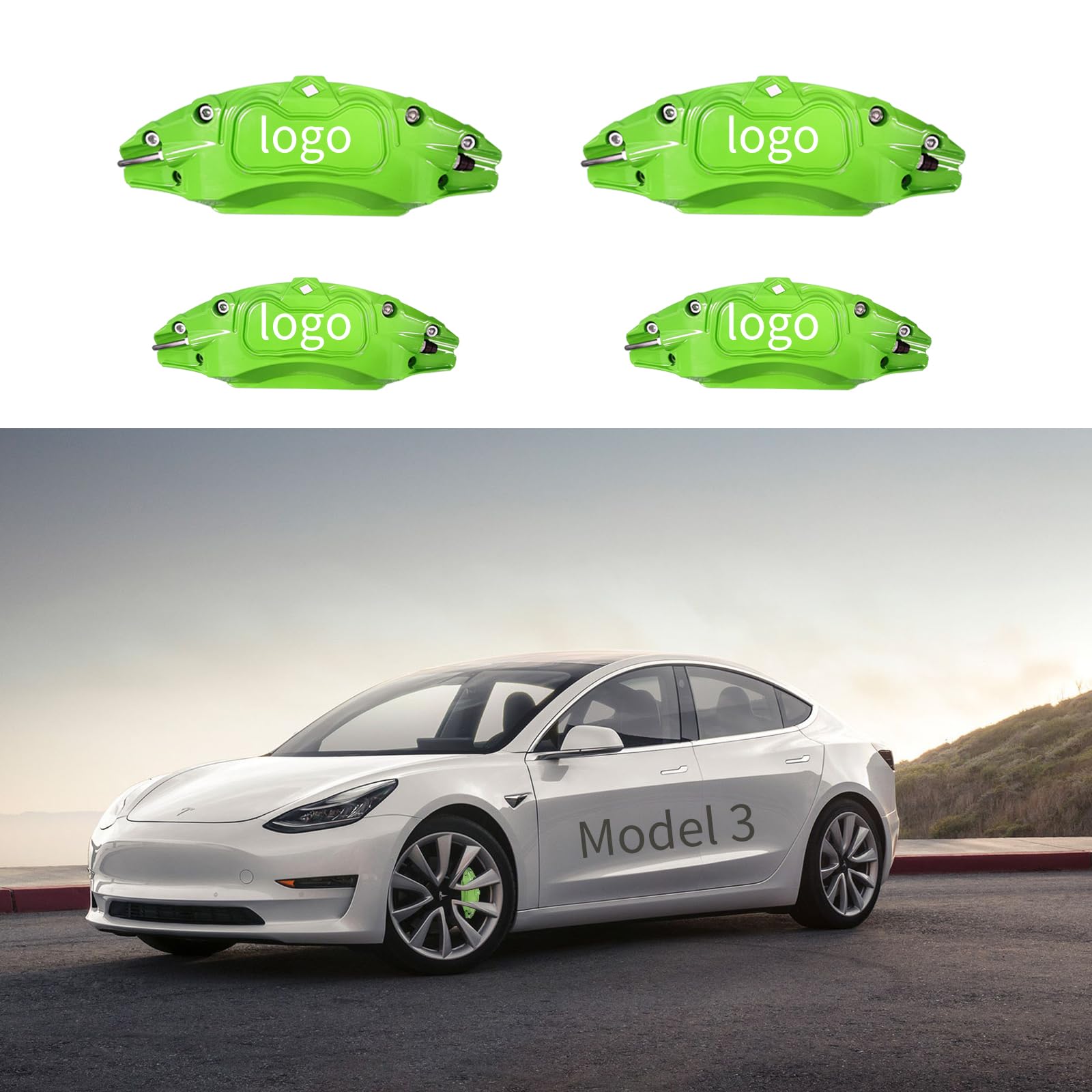 Caliper Covers Set of 4 Compatible with Tes la Model 3