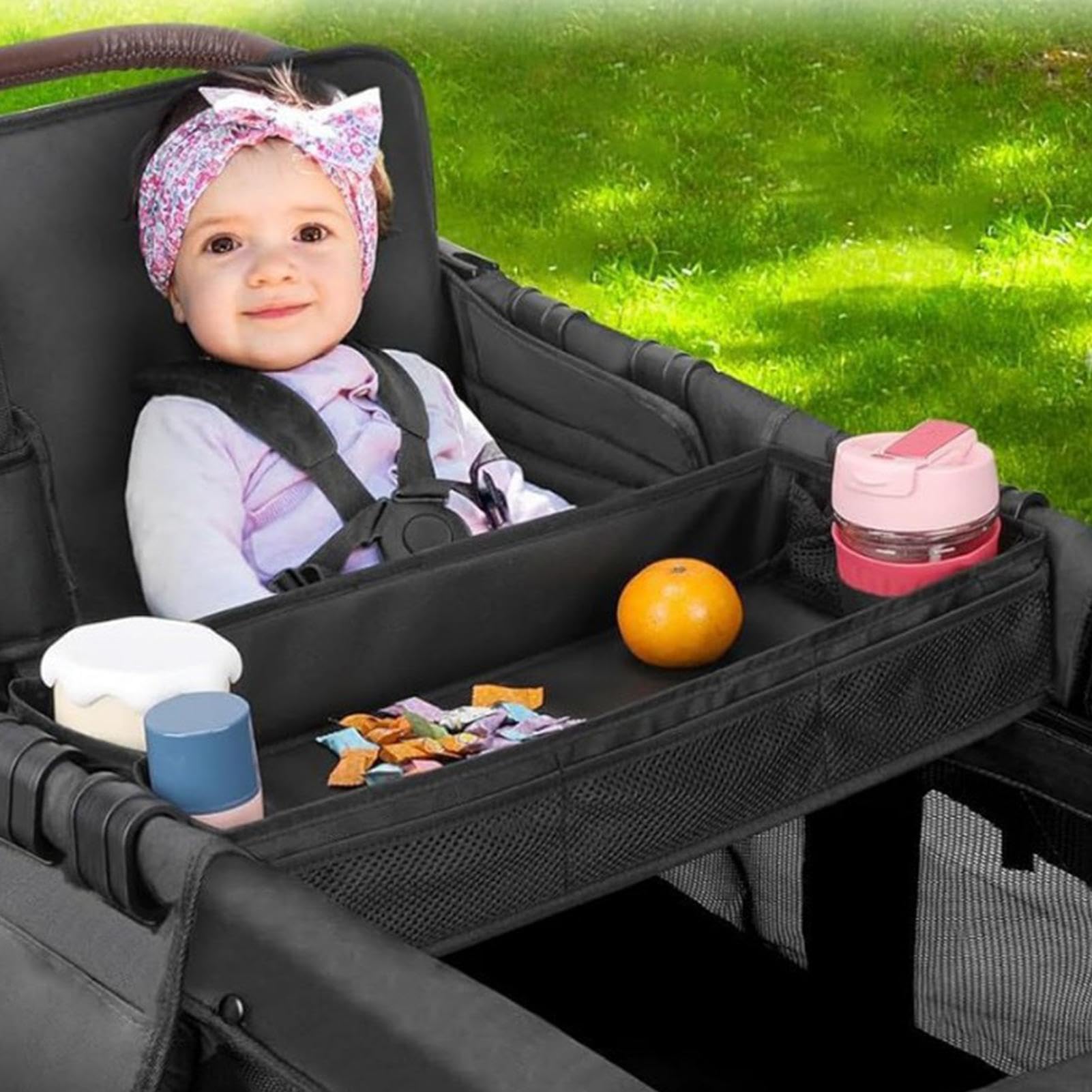 Snacktablett für Kinderwagen, Babynahrung, mit einfachem Clip, Halterung für Snacks, Kinderwagen-Organizer aus Oxford-Stoff und Kinderwagen-Aufbewahrung, Ban
