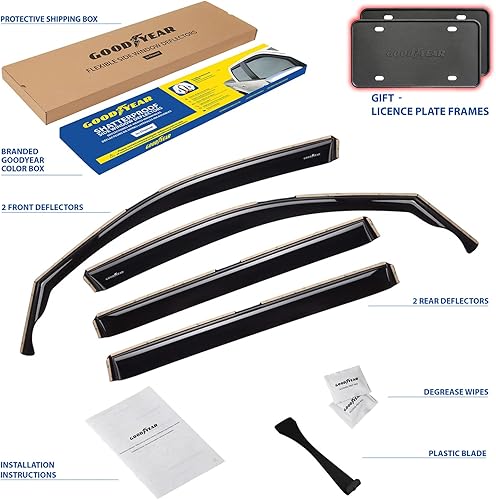 Miniatura 6 de Goodyear Deflectores de ventana inastillables en el canal para Volkswagen Tiguan 2018-2024, protectores de lluvia, viseras de ventana para
