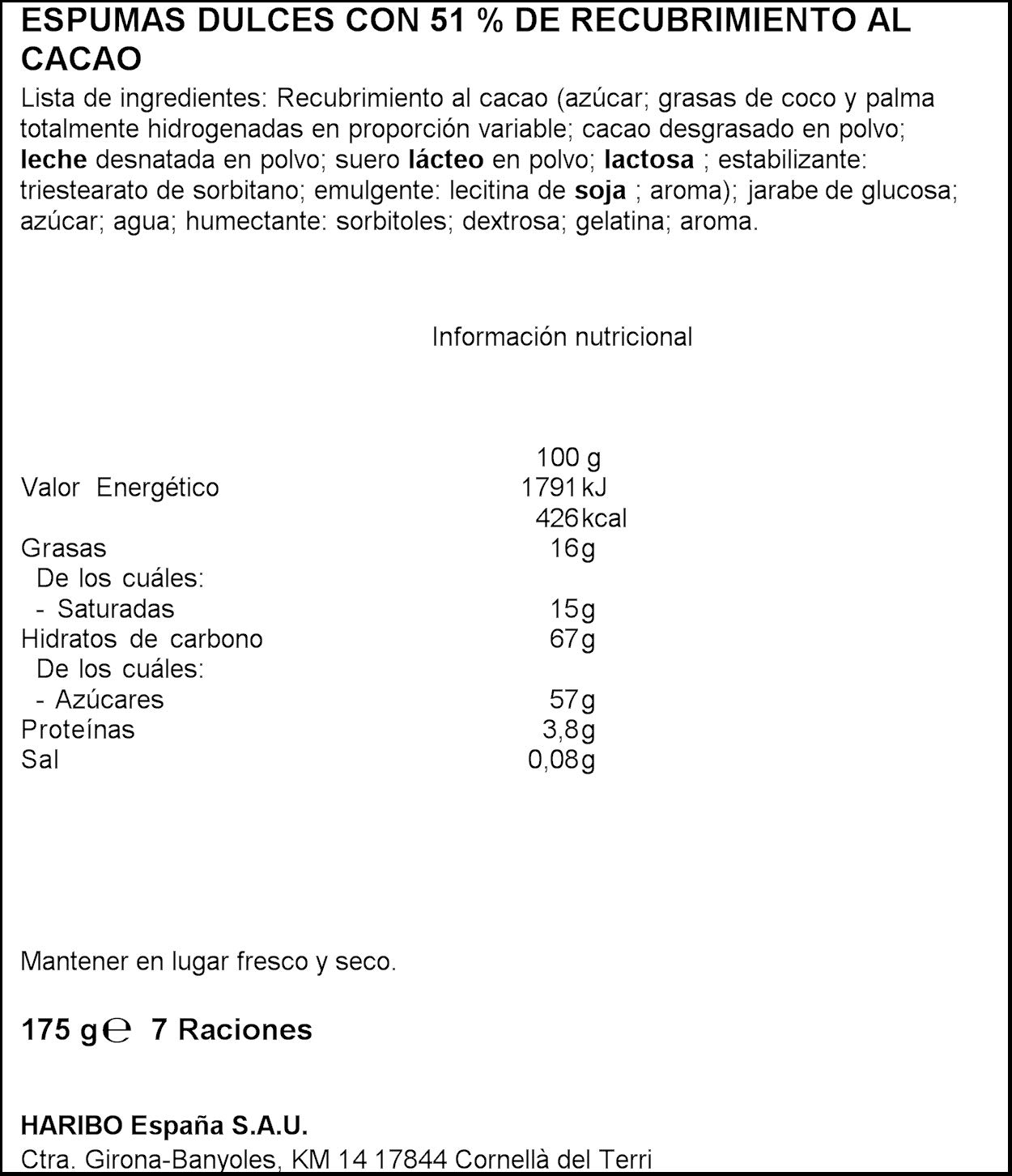 HARIBO nubes de chocolate bolsa 175 gr