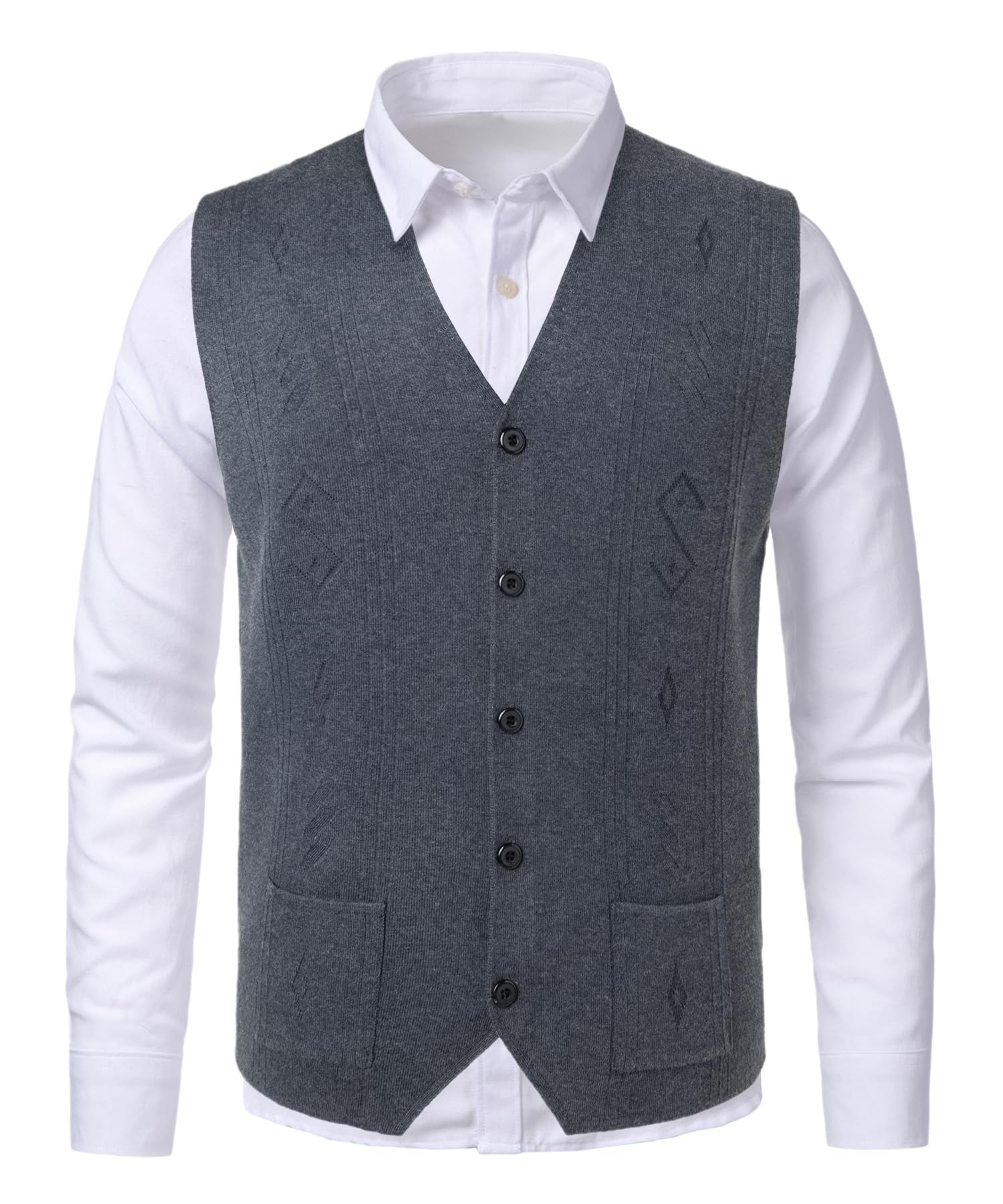 Herren Strickweste V Ausschnitt ärmellose Strickjacke Pullunder Wollweste Lässig Gestrickt