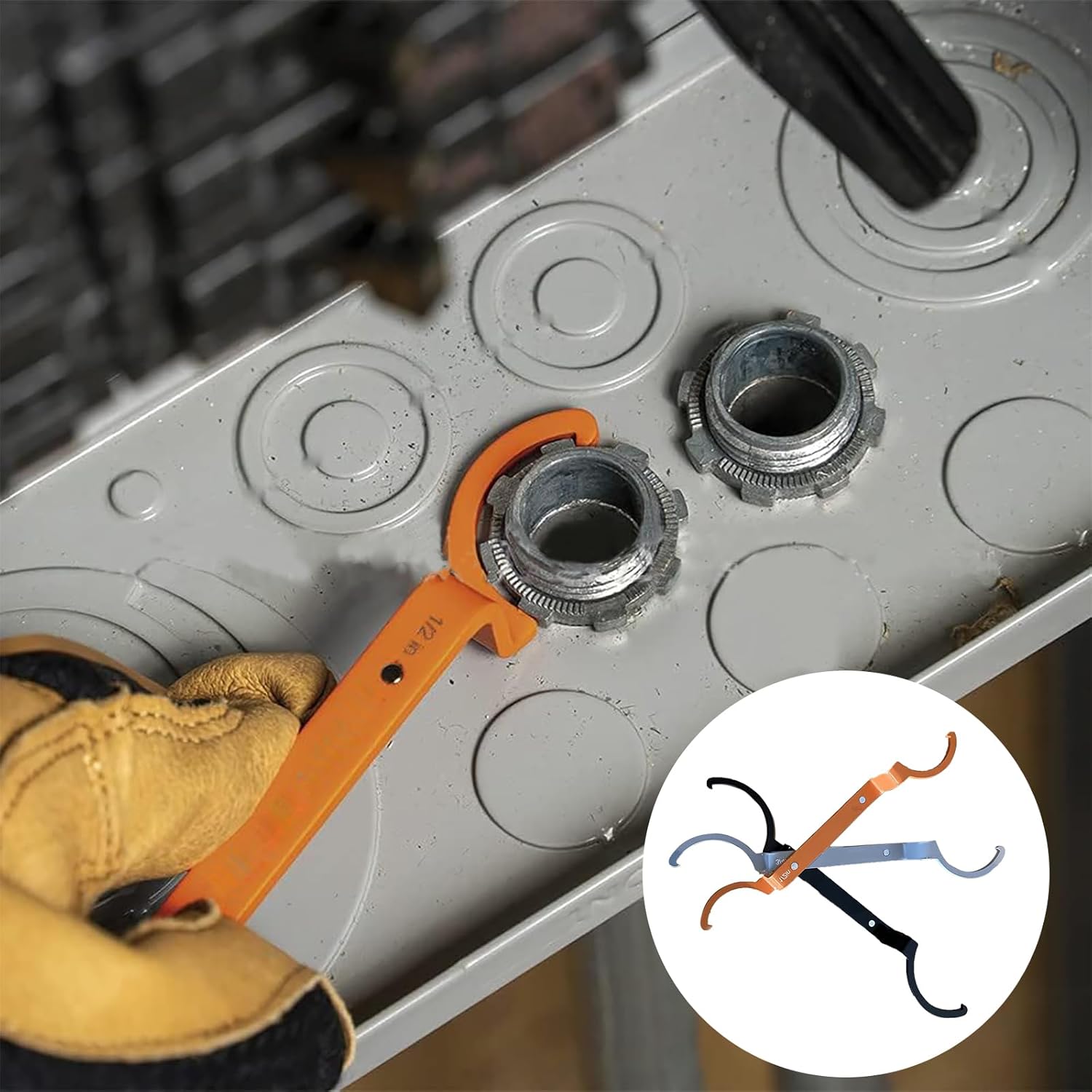 Conduit Wrench Set - 3-Piece Locknut Tightening Tool for Multi-Size Conduit Installation and Maintenance