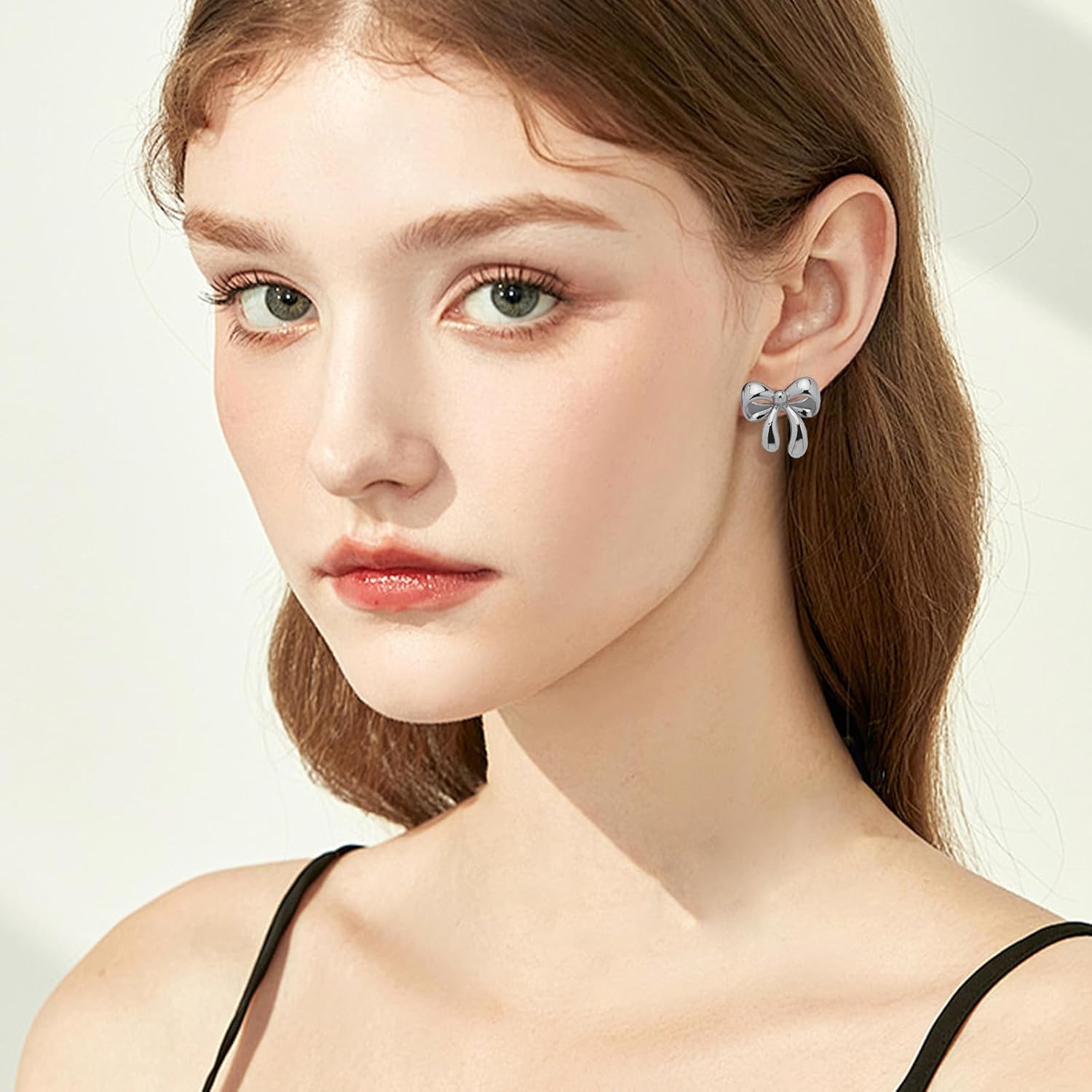 Bow Earrings for Women - Gold Coquette Stud Earrings, Ribbon Dangle Drop Jewelry - Image 4