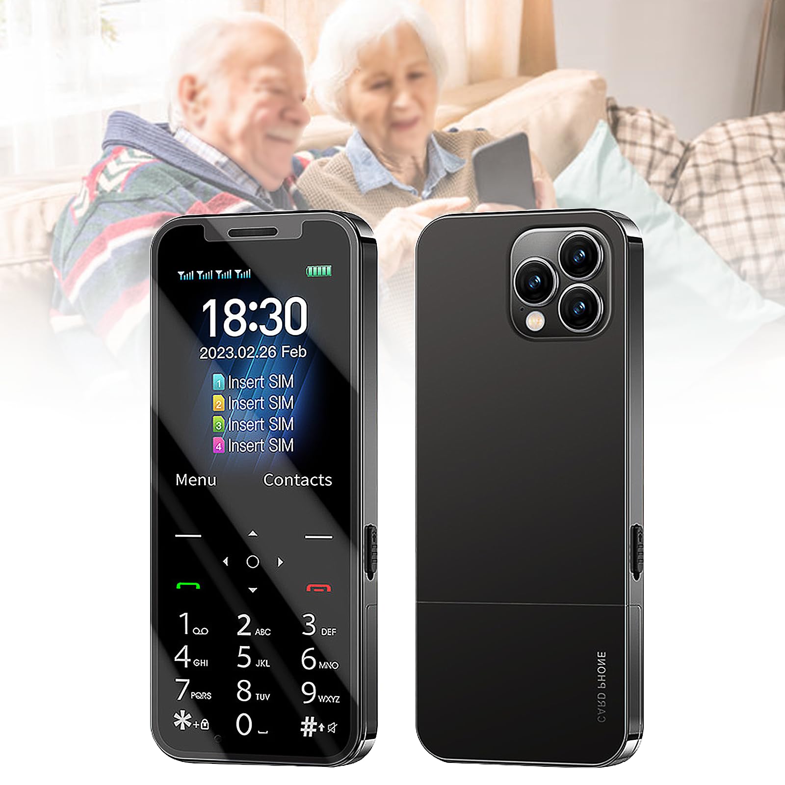 Teléfonos Móviles Básicos para Personas Mayores y Niños, Teléfonos Tontos Desbloqueados, Teléfonos Móviles Sin Internet, con Botones Grandes, MP3, MP4, Cámara, Linterna, SOS,Black