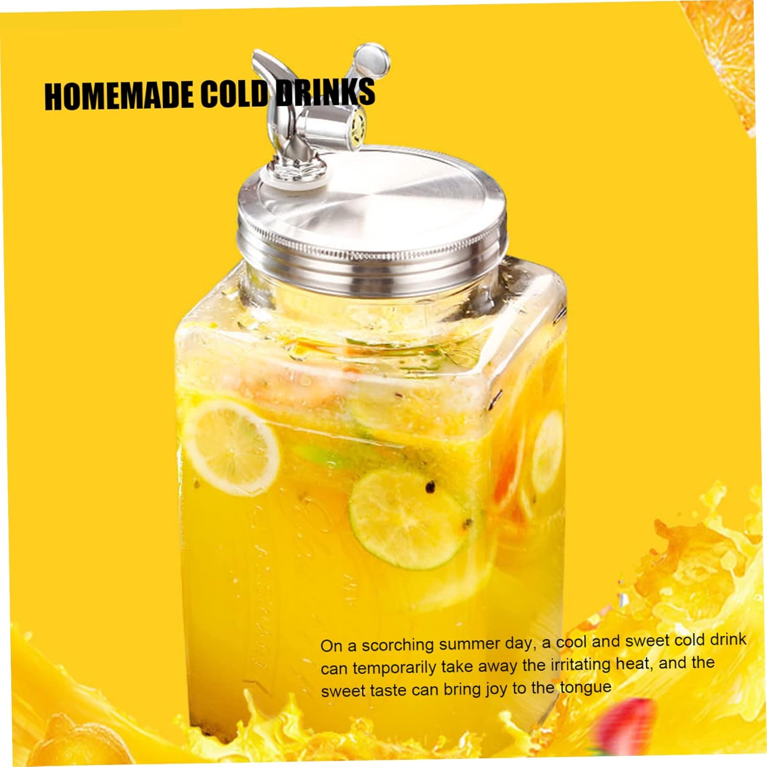 Glass Beverage Dispenser, 3L Beverage Dispenser with Tap, Glass Drink Dispenser, Fridge Water Dispenser Proof, Glass Water Dispenser for Refri