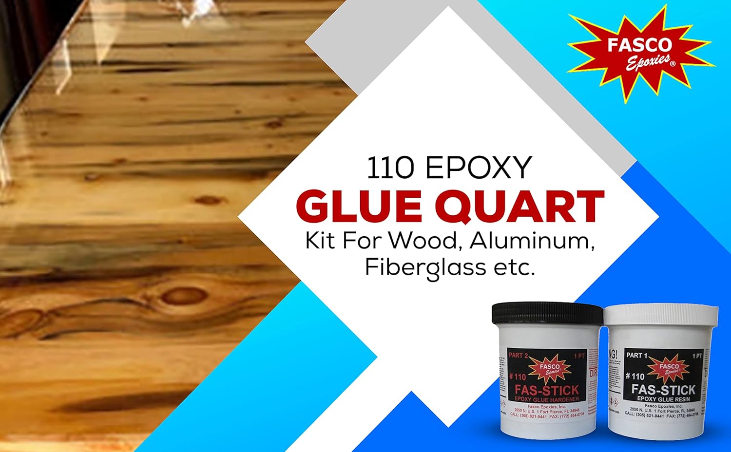 Epoxies 110 Epoxy Glue Quart Kit (Wood, Aluminum, Fiberglass) F