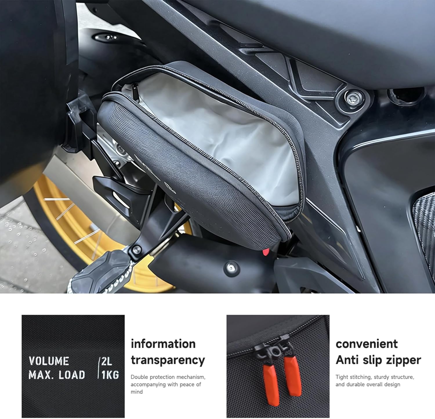 For BMW R1300GS Motorcycle Side Frame Storage Bags 2023 2024 2025 Waterproof Package Bag Volume 2L Travel Essential Pocket