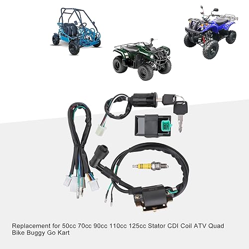 Miniatura 5 de GOOFIT Kit de cableado CDI de encendido reconstruido para 50cc 70cc 90cc 110cc 125cc estator CDI bobina ATV Quad Bike Buggy Go Kart