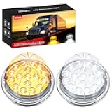 Watermelon Light 17 LED Dual Color 2PCS Stainless Steel Bezel Amber to White Side Marker Clearance Turn Signal Lights 4 Plug IP68 Waterproof for Trailer Truck Pickup Camper RV ATV UTV Boat