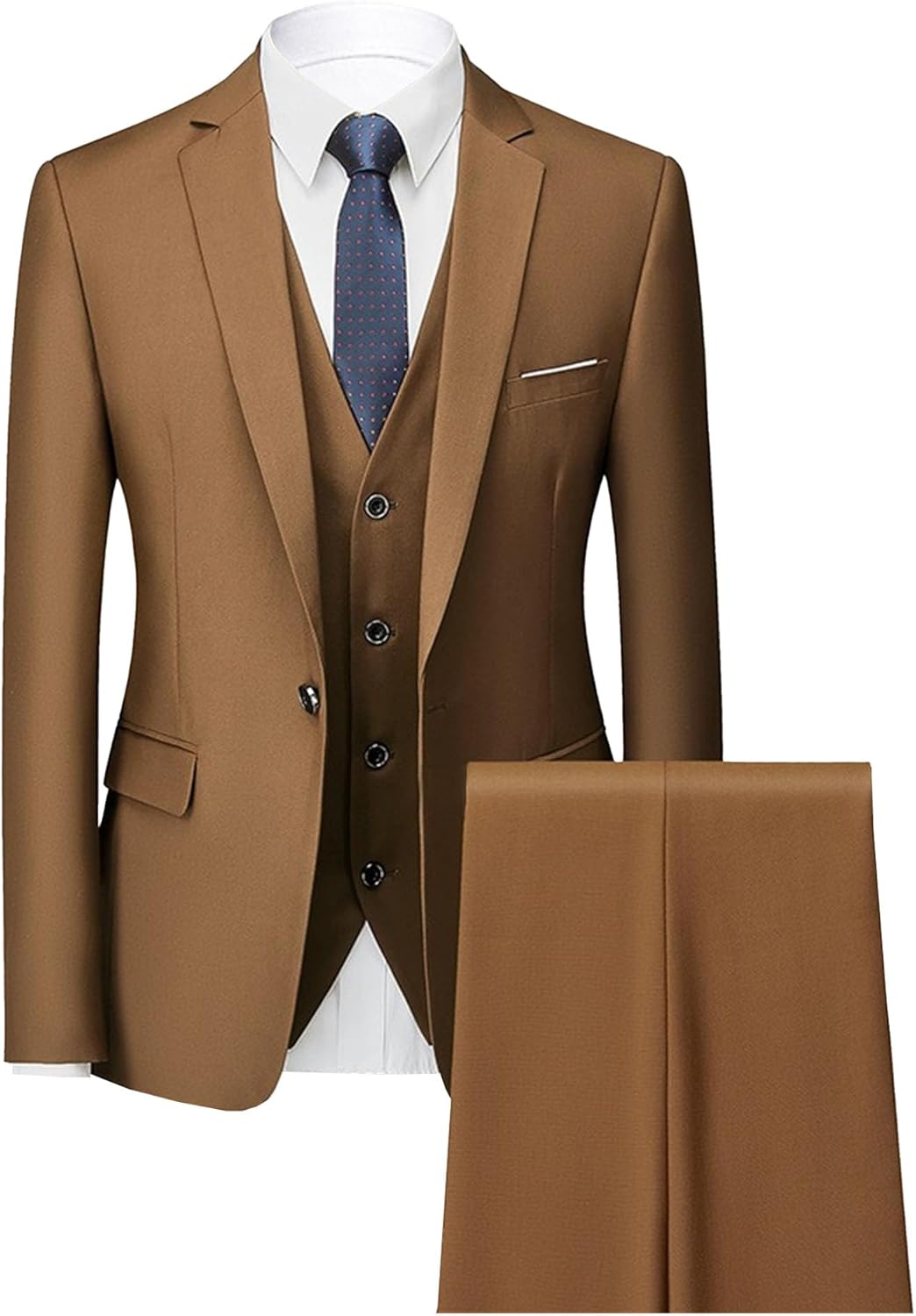 Men's 3 Piece Regular Fit Suit Set Formal Solid Blazer Slim Fit Casual Wedding Suits for Groomsmen