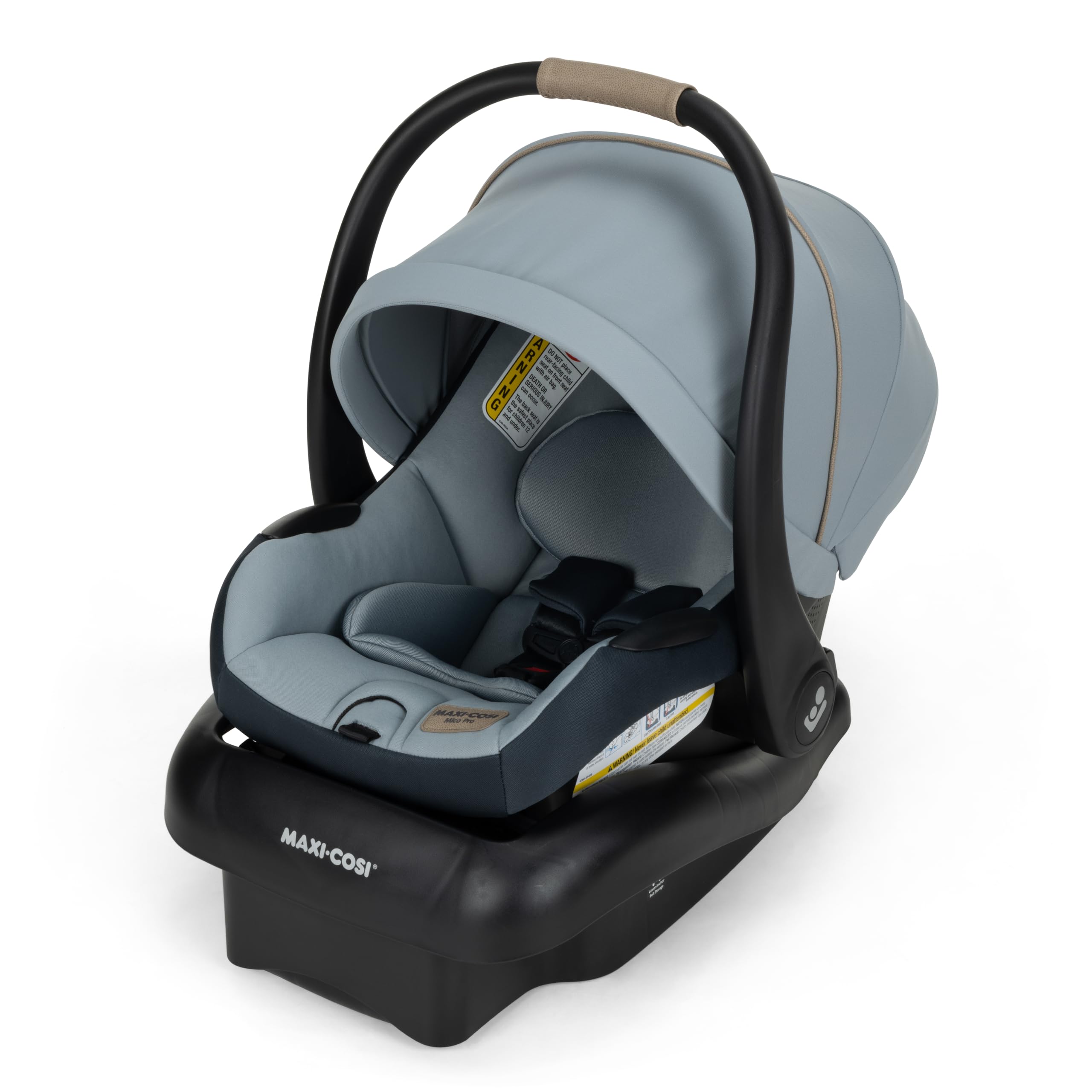 Maxi-Cosi Mico Pro Baby Infant Car Seat with Base, Ventilated Chair, Soft Headrest Pad, Easy-Install Latch, Adjustable Belt Guide, 3-Position Base, Stroller-Ready, 4-30 lbs, up to 32 in, Seascape