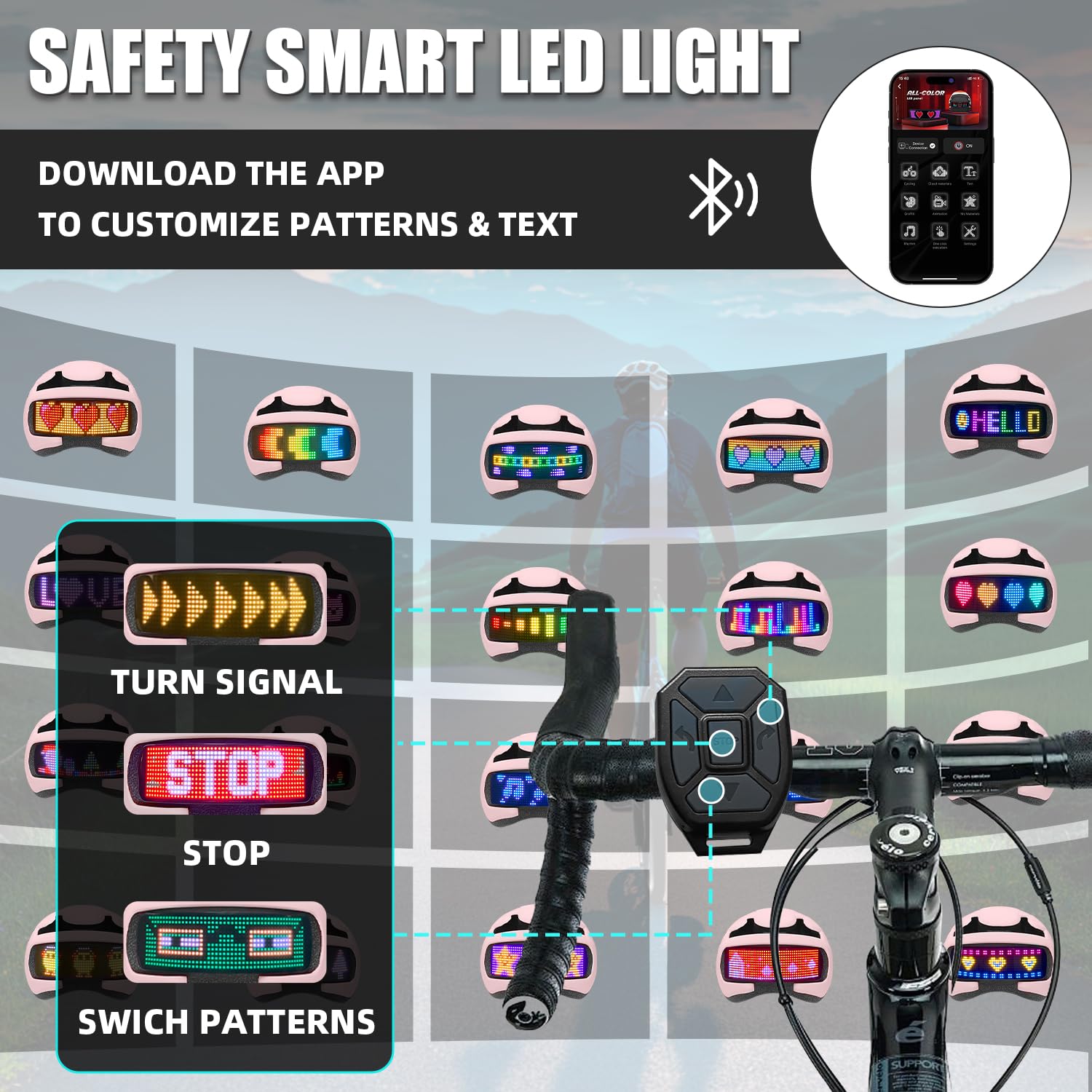 Casco de bicicleta para adultos, hombres y mujeres: casco de bicicleta inteligente con luz para bicicleta de montaña, ciclismo de carretera, scooter eléctrico, monopatín, patinaje sobre ruedas, cascos 4