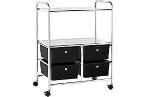 Yaheetech Rolling Storage Cart Organizer with 4 Drawers and 2 Shelves for...