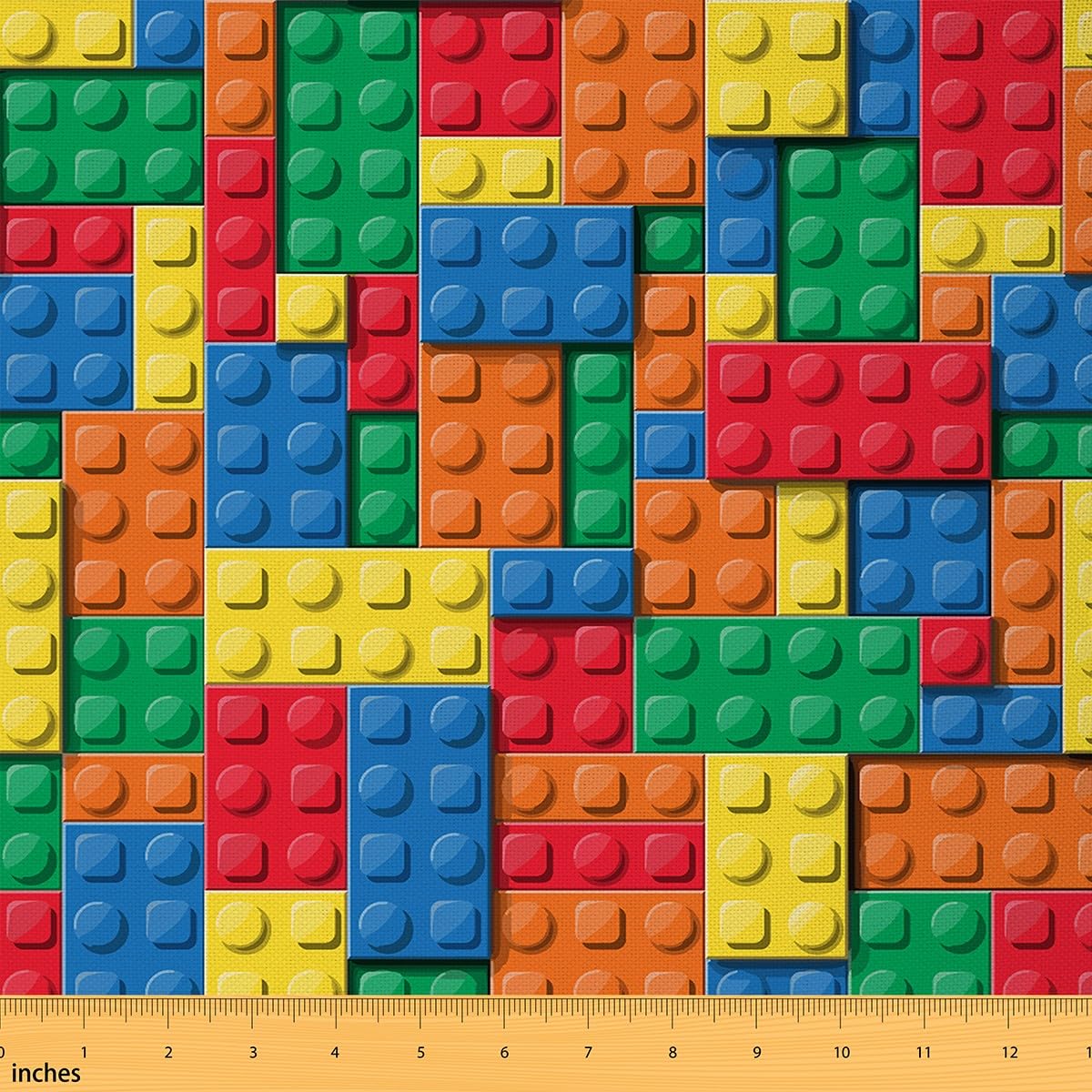 Feelyou Building Blocks Fabric by The Yard, Geometric Rectangle Upholstery Fabric for Chairs, Teaching Equipment Decorative Waterproof Outdoor Fabric,