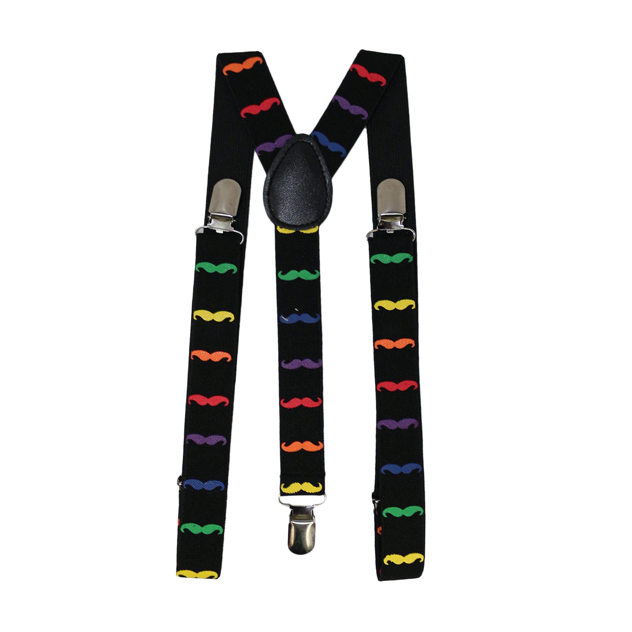 Robelli Unisex Adults & Kids Adjustable & Fun Printed Braces/Suspenders (Rainbow Moustache)