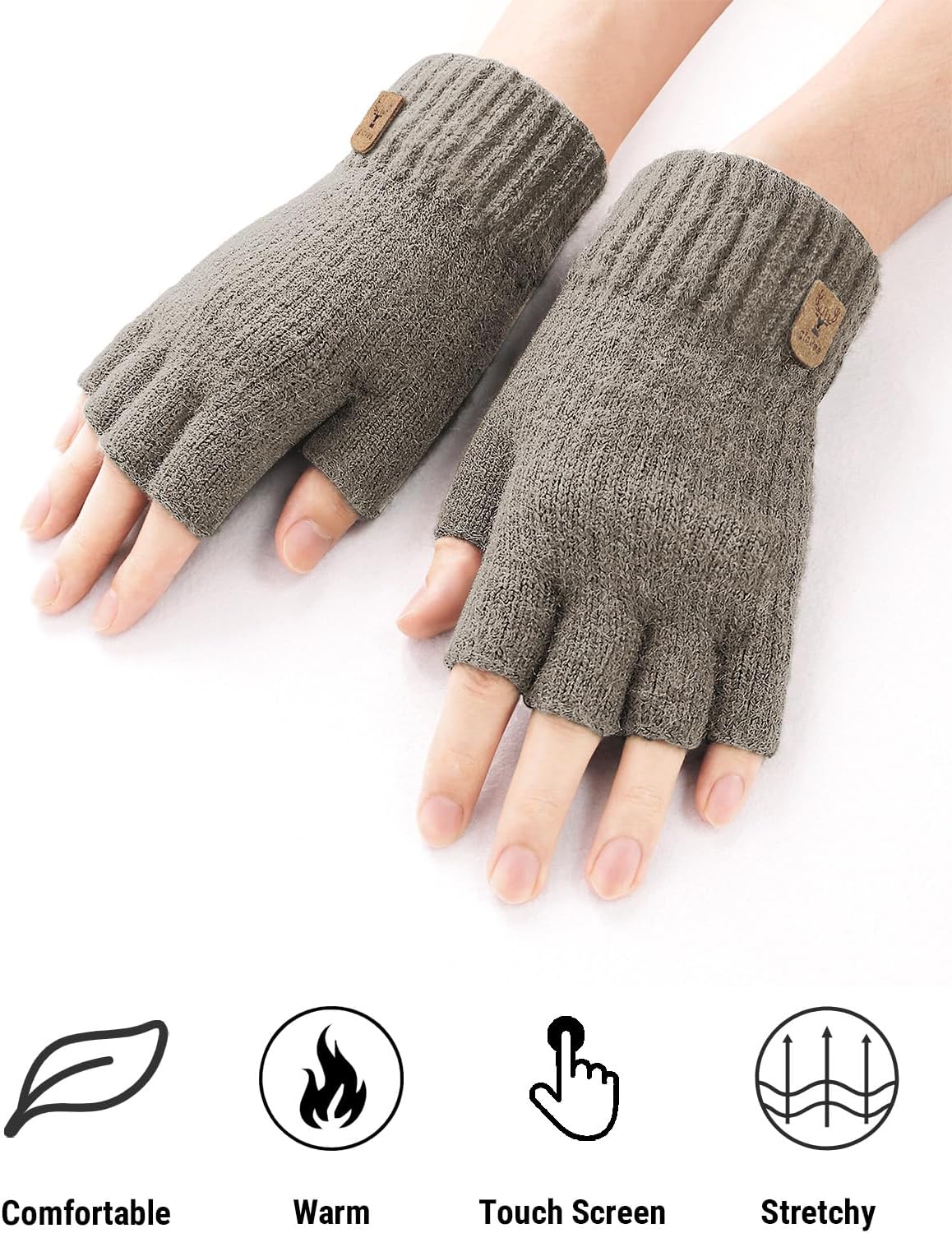 Fingerless Gloves Half Finger Winter Warm Knitted Gloves Working Running Biking Driving for Men and Women - Image 6