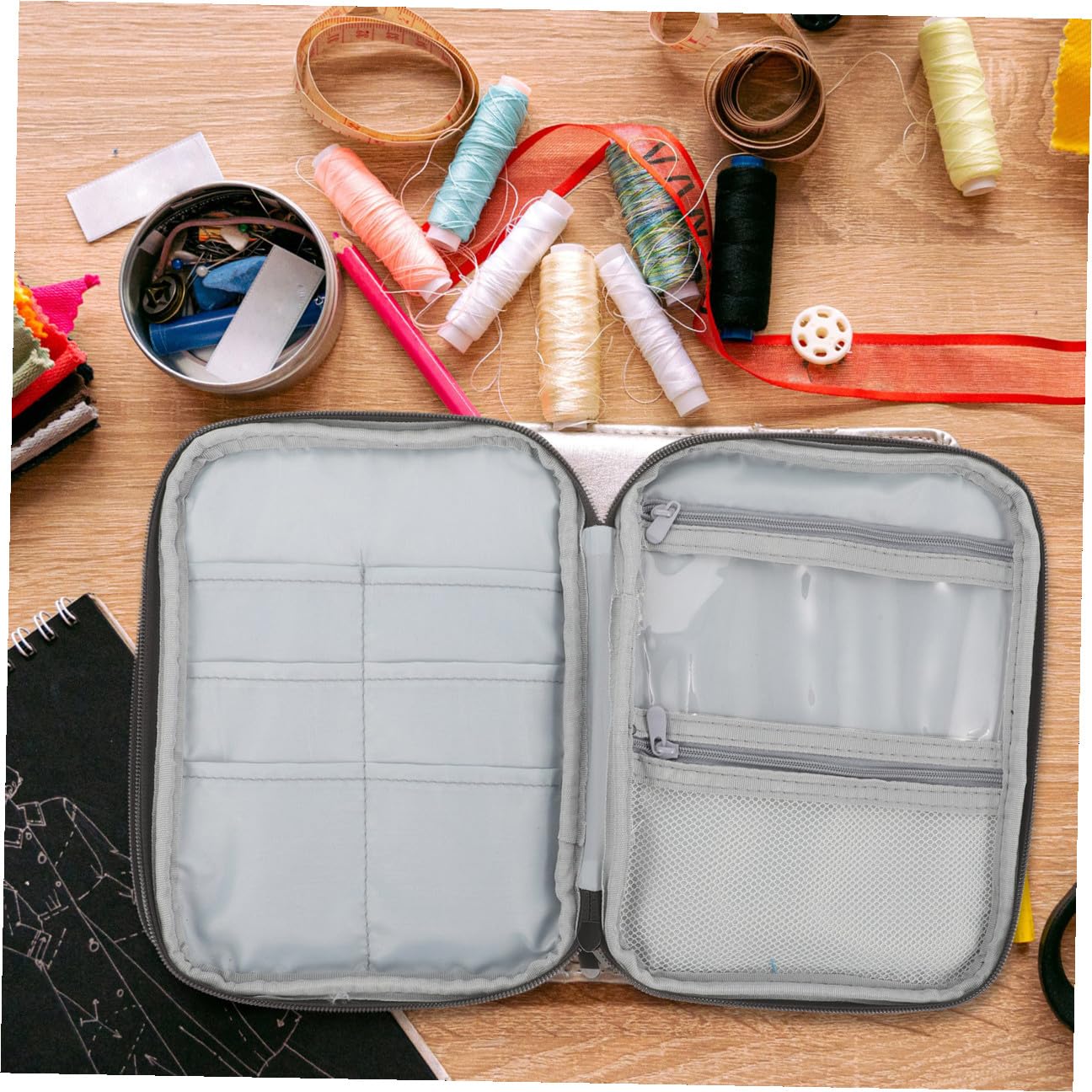 SEWACC 2 Piezas caja de agujas de tubo de suéter agujas de tejer circulares bolsas de almacenamiento con agujas de viaje Organizador de agujas de tejer bolsos Gancho de crochet