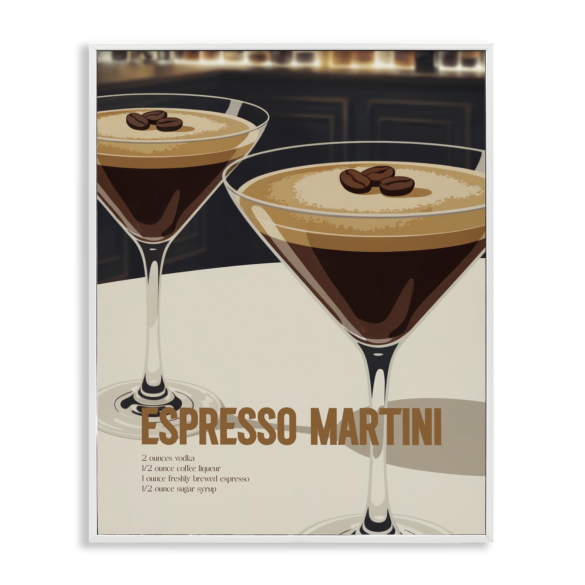 Stupell Industries Coastal White (Textured) 'Sleek Modern Espresso Martini', Framed Giclee Art, White, 11 X 14 Inches, Easy To Hang And Sturdy, Made In Usa, By Andreas Magnusson