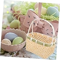 Vista 5 de Zerodeko Cestas de almacenamiento de hierba marina, 2 unidades, rectangulares tejidas, de bambú, canastas de Pascua con asas con bisagras, cesta