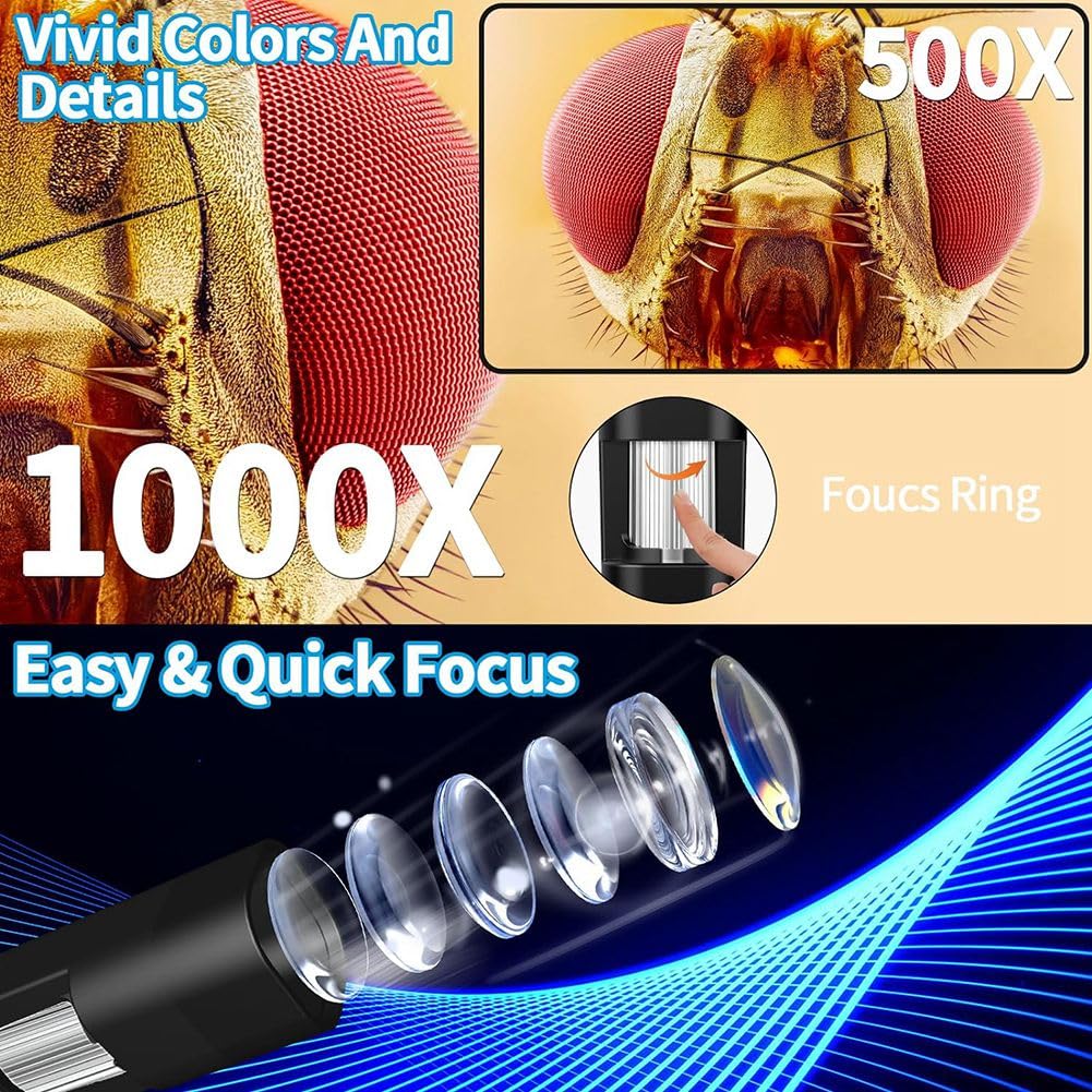 Microscopio para NiñOs con Pantalla LCD de 3,5 Pulgadas, Microscopio de Bolsillo, Microscopio PortáTil, Microscopio Digital de Mano para NiñOs
