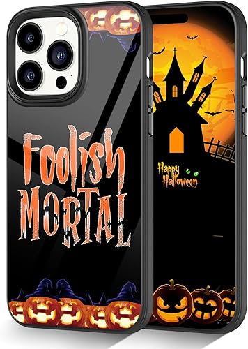 Foolish Mortal Pumpkin Glow in the Dark Halloween Funda para iPhone 15, 14, 13, 12, 11 Pro Max, Mini, Samsung Galaxy S23 S22 S21 S20 FE Ultra Plus