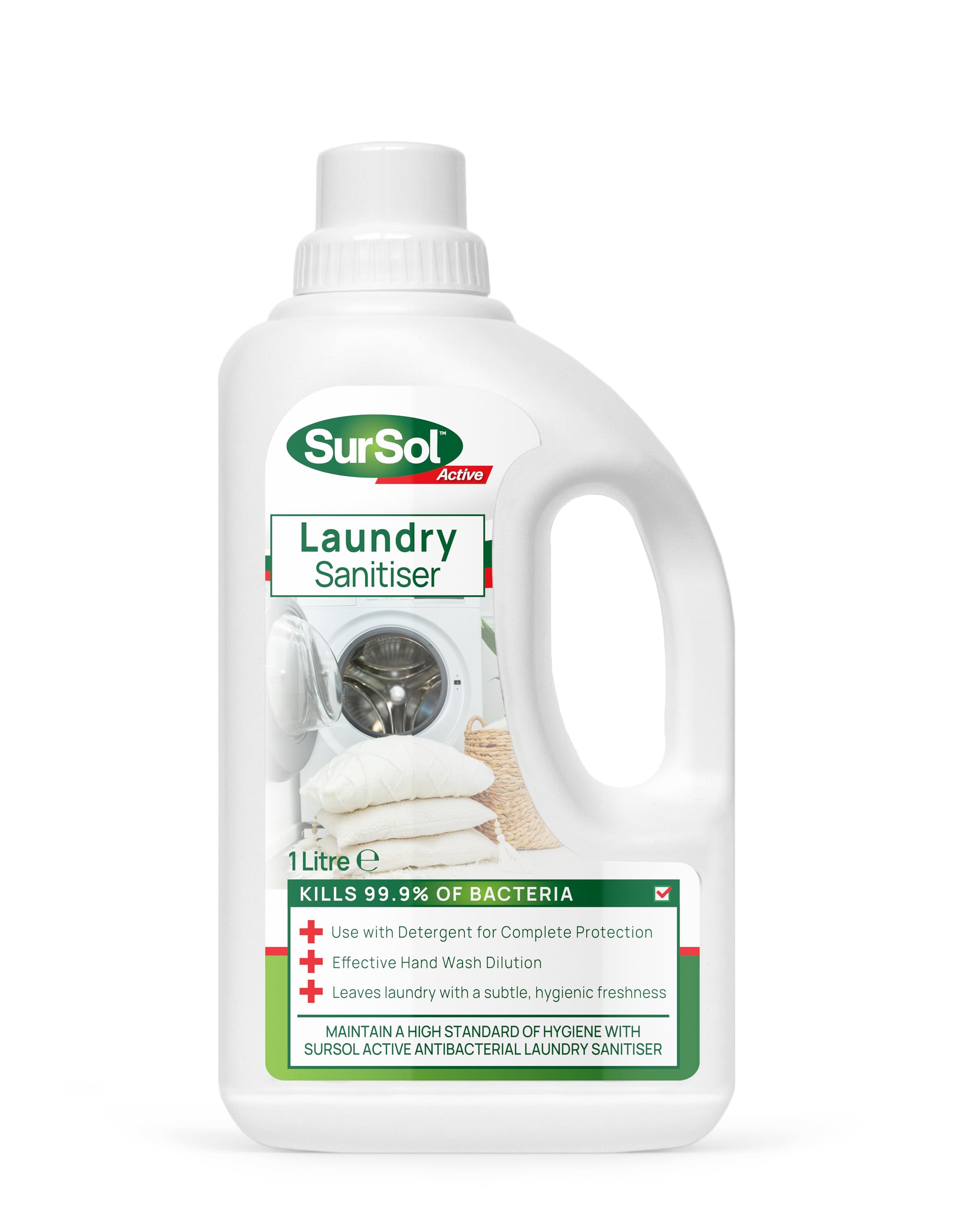 SurSol Active - Antibacterial Laundry Sanitiser 1L - Kills 99.9% of Bacteria & Odours - Hygienic Fabric Disinfectant for Clothes, Towels & Bedding