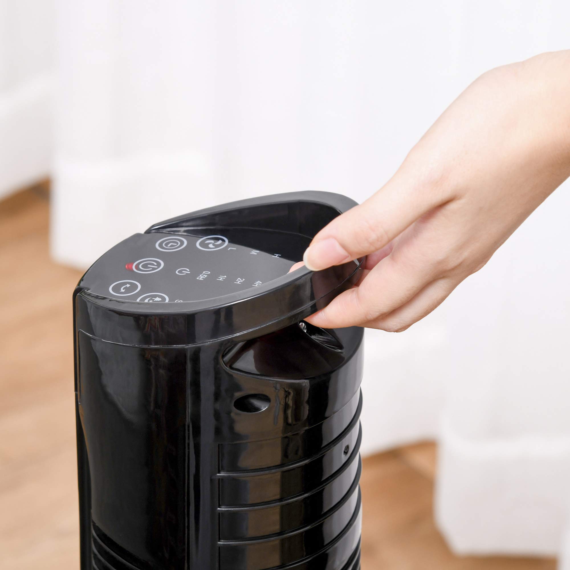 HOMCOM Ventilateur colonne silencieux 50 W, ventilateur tour pour chambre avec 3 modes 3 vitesses, télécommande, oscillant 70°, minuterie et contrôle tactile, 78,5H cm noir