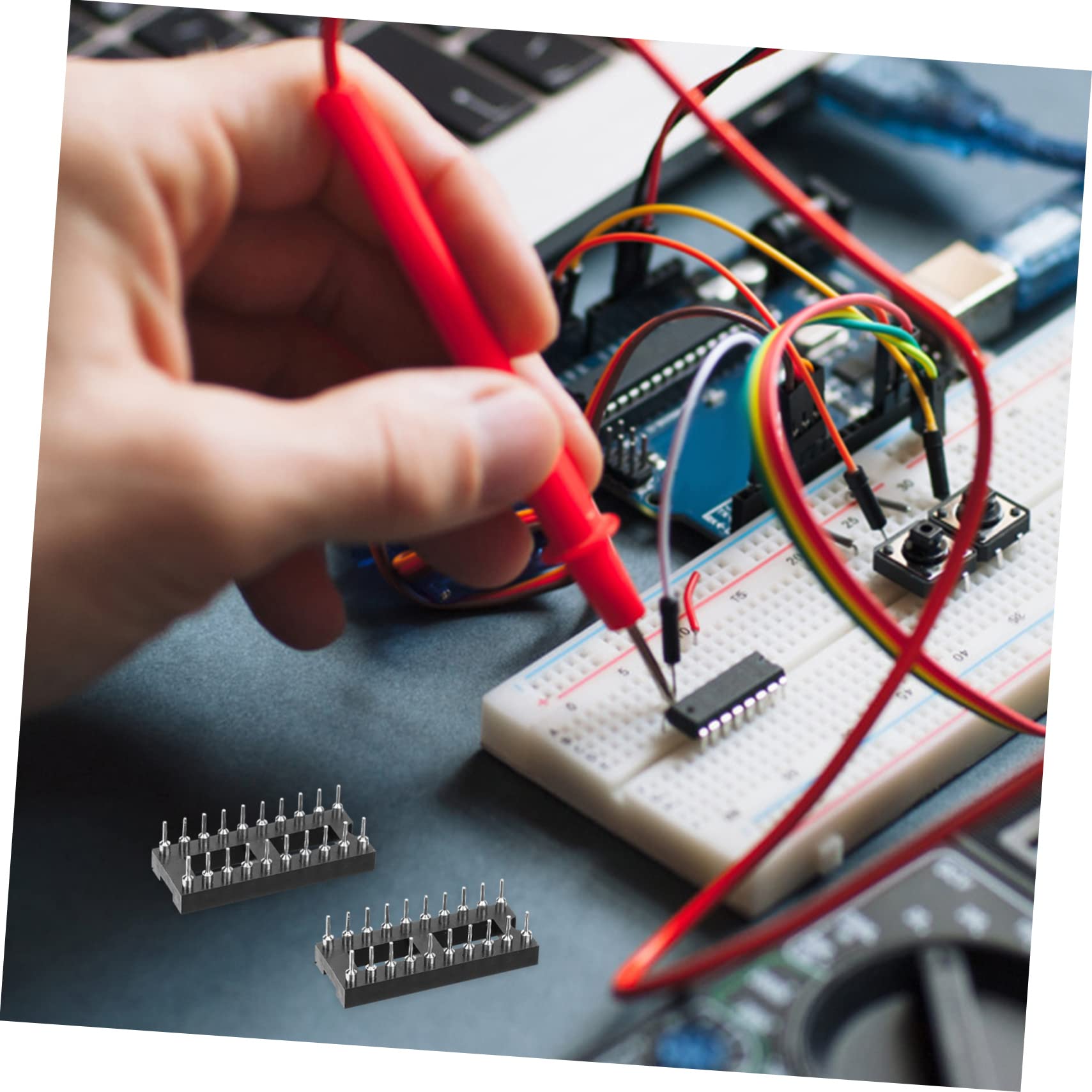 Veemoon 20pin Ic Sockets Solder Type Ic Adaptor Round Pin Chip Socket Connector Blocks