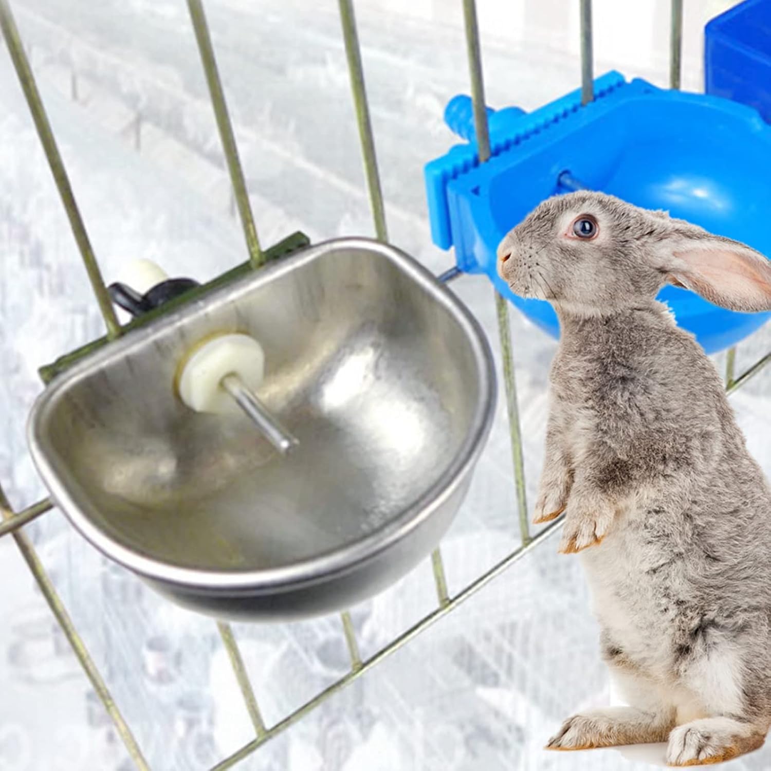 Bethlehem Rabbit Drinker Cage,1 PCS Rabbit Water Feeder Breeding Equipment Automatic Drinker Cage Water Cup Anti-Scratch Stainless Steel Nipple Drinking Feeding-picture-13