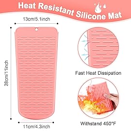 Shappy 2 Pieces Curling Iron Travel Case Cover Heat Resistant Flat Iron Holder Case Sleeve Neoprene Straightener Holder and Silicone Hot Tools Flat Bag(Pink Marble Style)