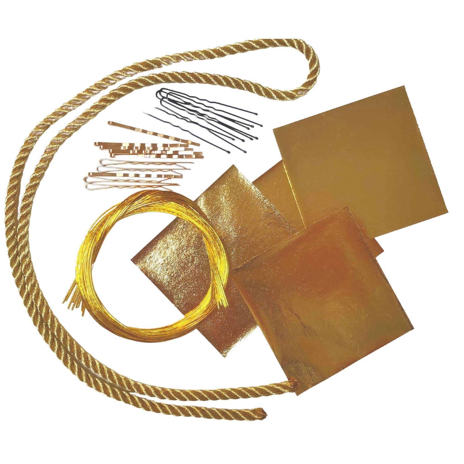【SUMITSUBAKI】 【Specialized Hair Ornament Brand】 Hair Ornament Gold Leaf String Mizuhiki Graduation Ceremony Gold Adult Ceremony Furisode Traditional Japanese Formal Hair Ornament Parts 30-Piece Set : 