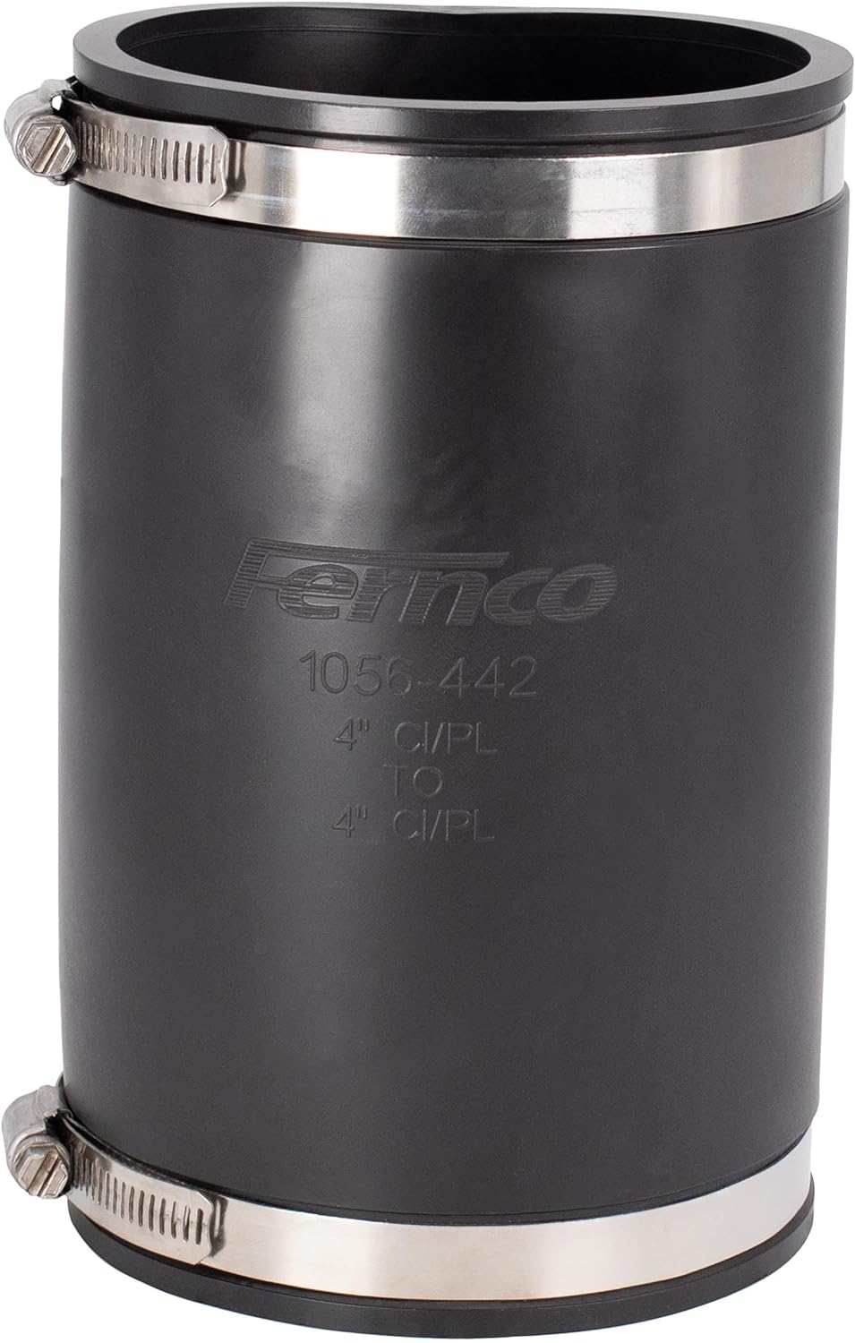 Fernco XL 1056-442 4-Inch Extra-Long Flexible Pipe Coupling | 7.75" DWV Connector for Cast Iron PVC Steel Pipes - Leak-Proof Clamps