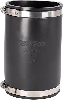 Fernco XL 1056-442 4-Inch Extra-Long Flexible Pipe Coupling | 7.75" DWV Connector for Cast Iron PVC Steel Pipes - Leak-Proof Clamps