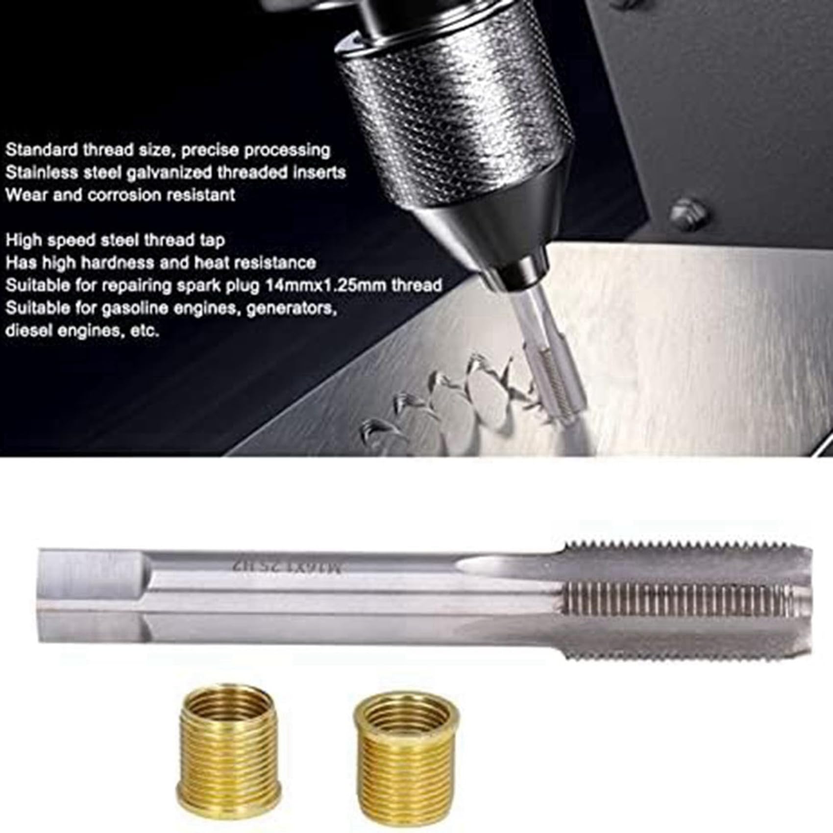 36X Strumenti per La Riparazione della Filettatura delle Candele, Candela per Rubinetto in Acciaio Ad Alta velocità con Inserti M14X1,25 e Kit Rubinetto M16X1,25