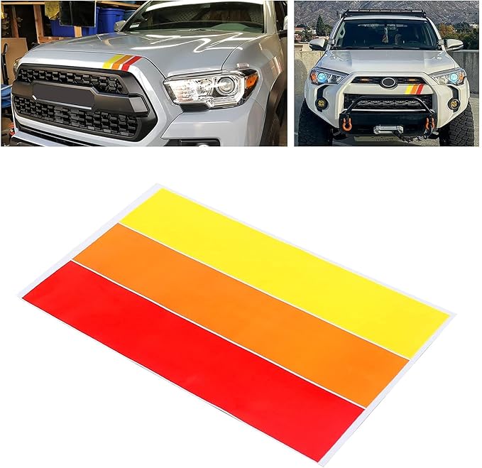 MOCHENT 2 Pcs Classic Retro Tri-Color Stripe Decal Sticker for Toyota ...