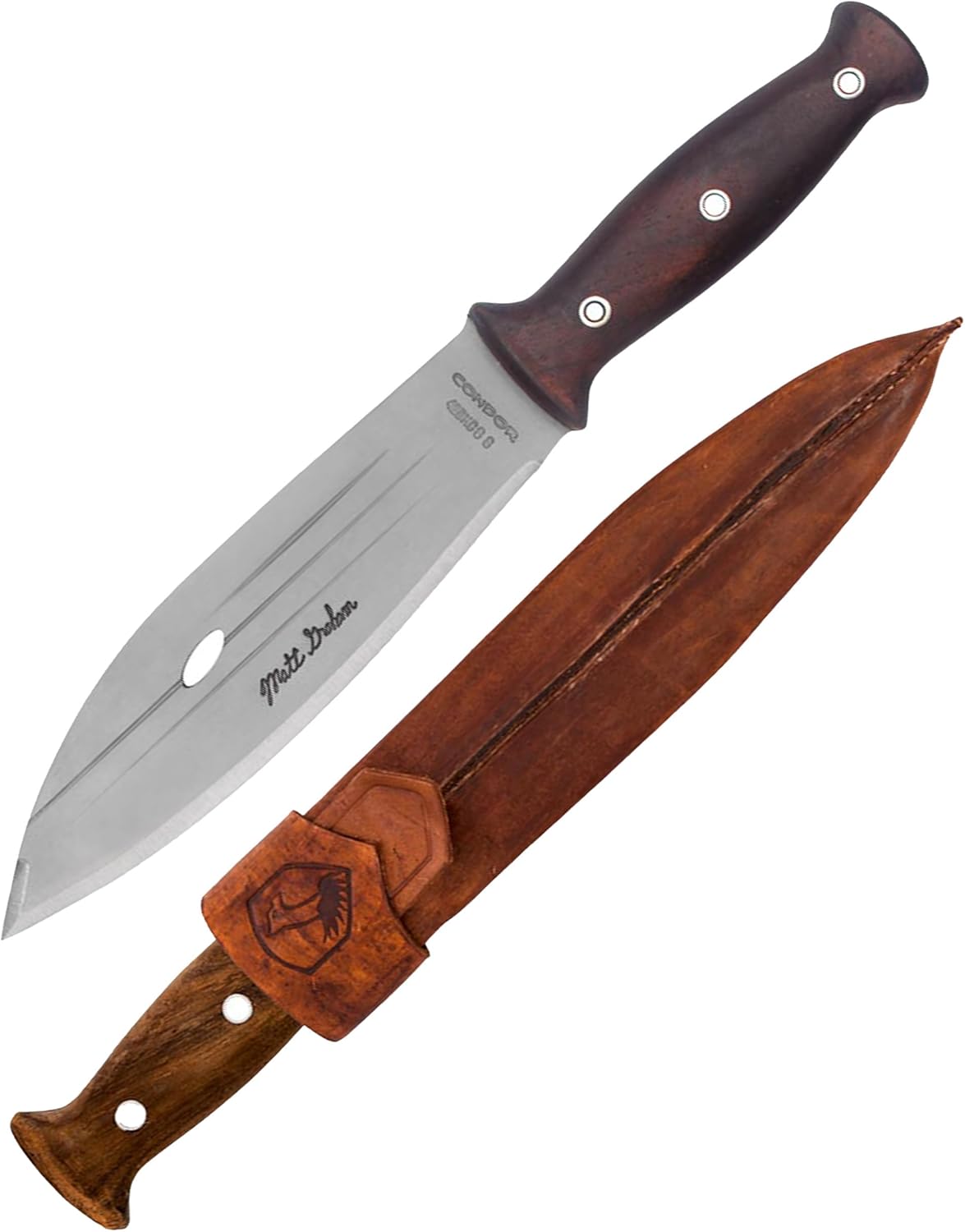 Condor Tool & Knife, Primitive Bush Knife, 8in Blade, Wood Handle with Sheath