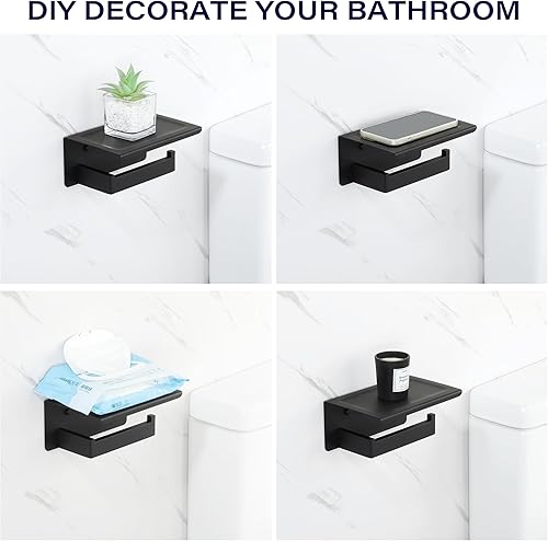 Vista 13 de Alise Double Toilet Paper Holder,Bathroom Tissue Holder with Shelf,SUS304 Stainless Steel Toilet Paper Roll Holder Storage Dispenser,Self Adhesive